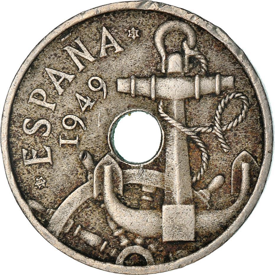 Spain 50 Centimos Coin | Anchor - Arrows up | KM777 | 1949 - 1963