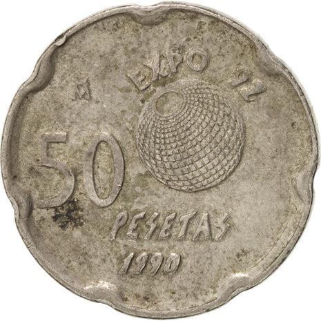 Spain 50 Pesetas Coin | La Cartuja | KM853 | 1990 FAO