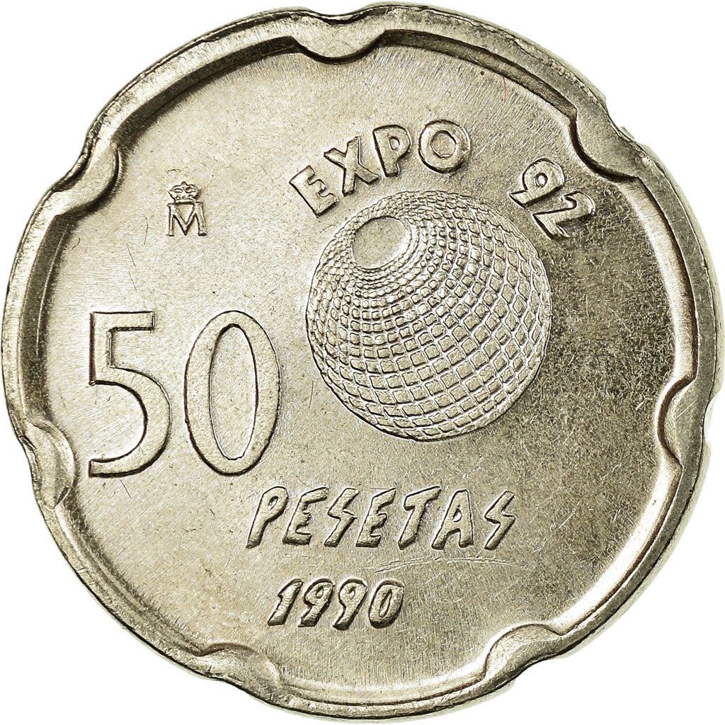 Spain 50 Pesetas - Juan Carlos I Expo '92 Coin KM852 1990