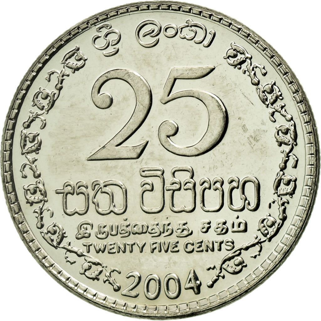 Sri Lanka | 25 Cents Coin | Armorial Ensign | KM141a | 1996 - 2004