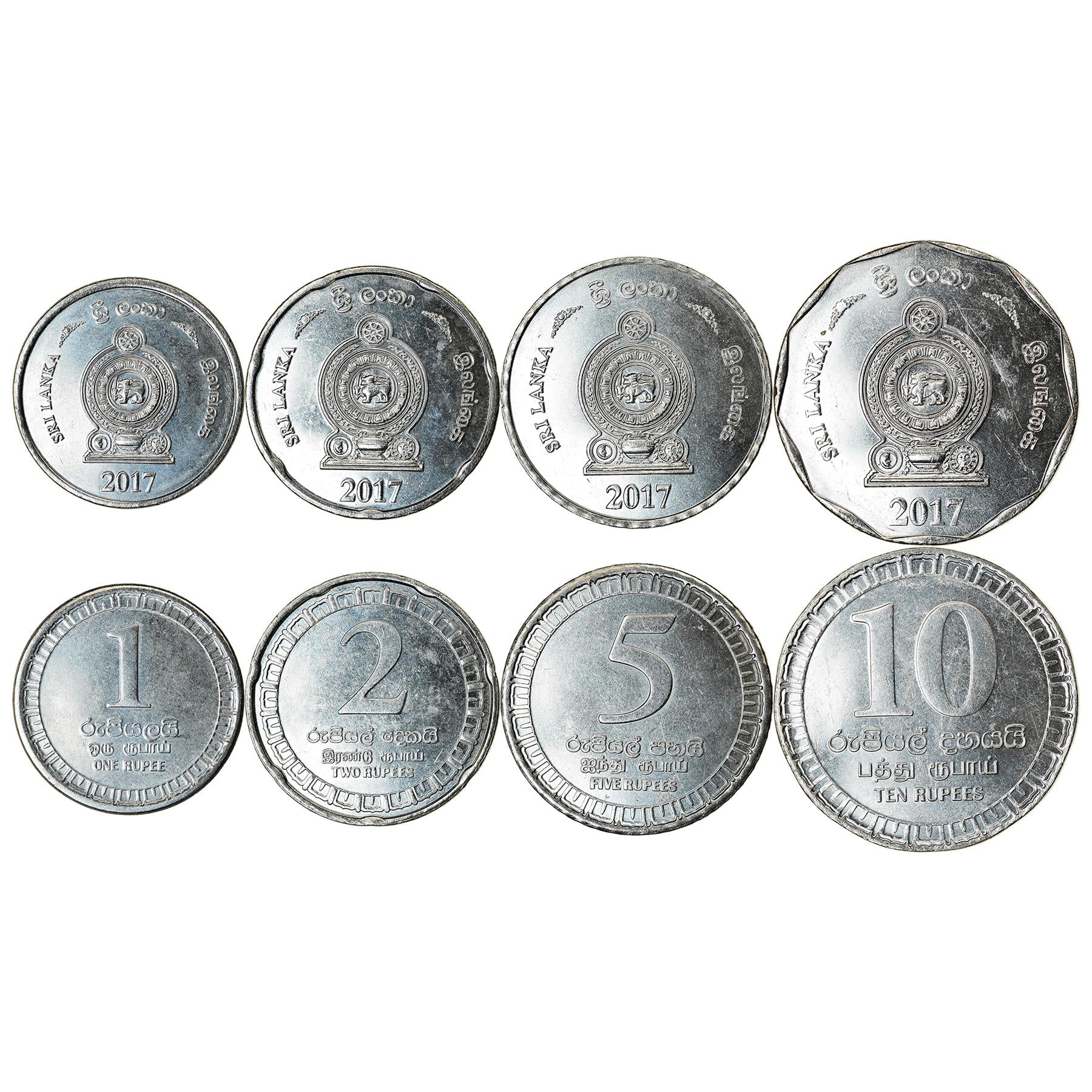 Sri Lankan 4 Coin Set 1 2 5 10 Rupees | Sri Lanka | 2017