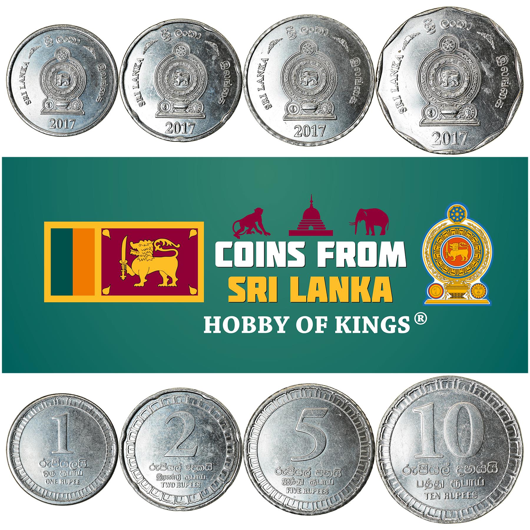 Sri Lankan 4 Coin Set 1 2 5 10 Rupees | Sri Lanka | 2017