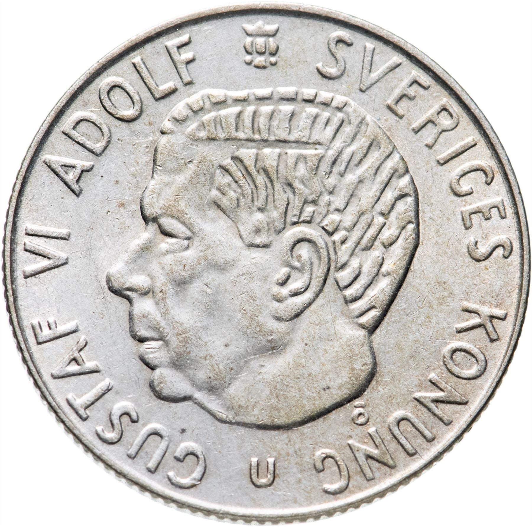 Swedish 1 Krona Coin | Gustaf VI Adolf | Sweden | 1952 - 1968