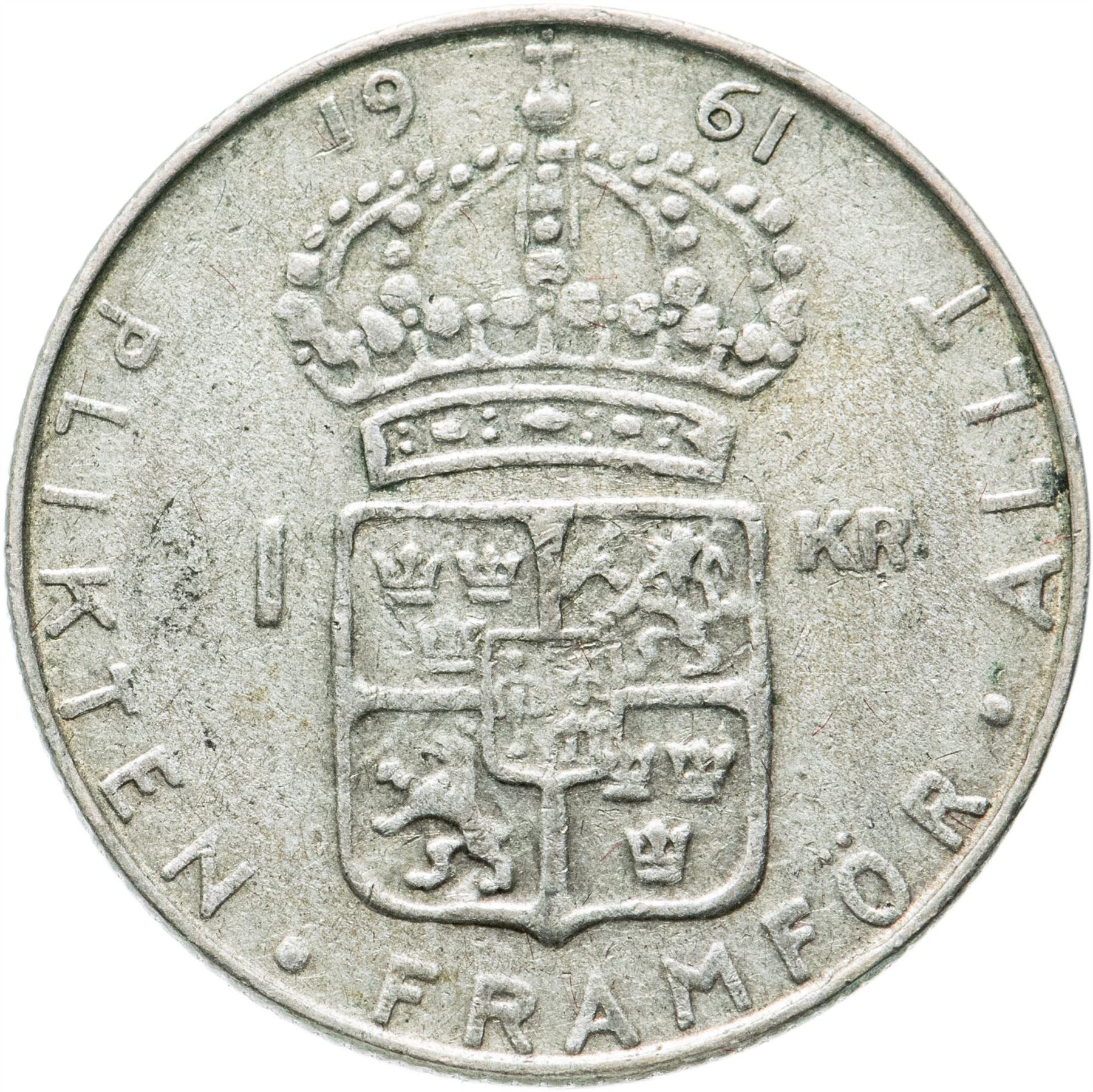 Swedish 1 Krona Coin | Gustaf VI Adolf | Sweden | 1952 - 1968