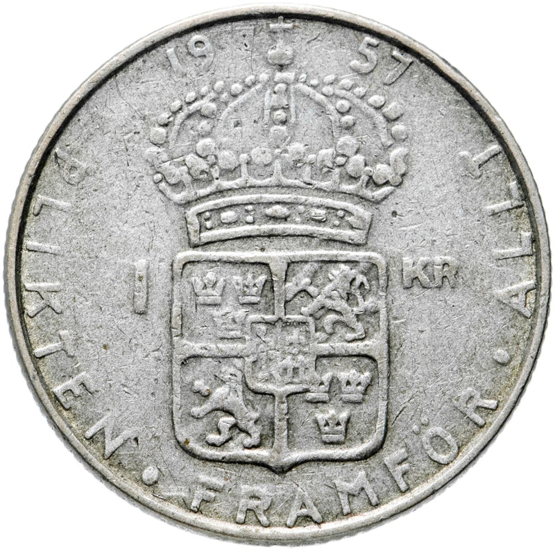 Swedish 1 Krona Coin Gustaf VI Adolf Sweden 1952 1968