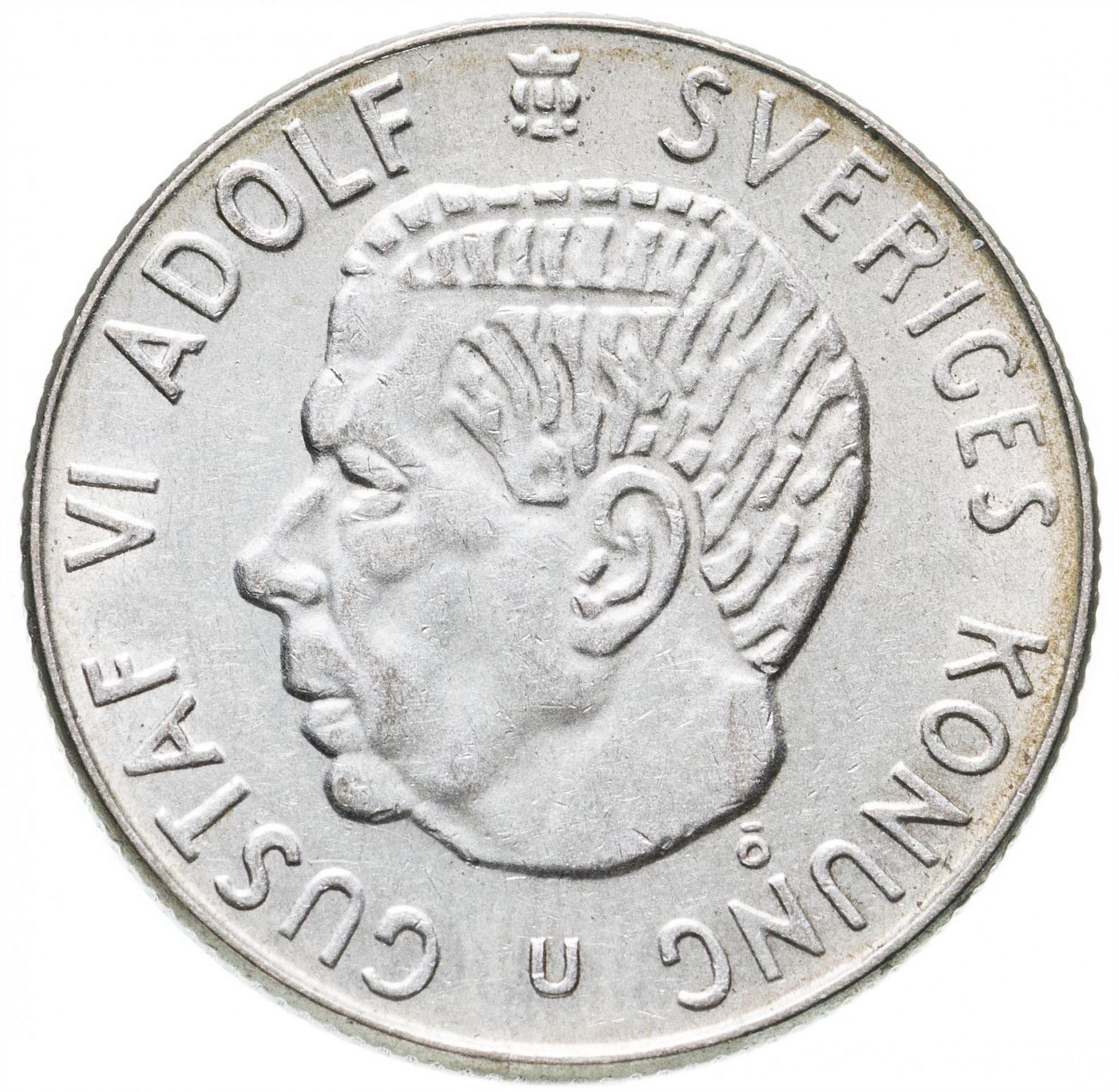 Swedish 1 Krona Coin | Gustaf VI Adolf | Sweden | 1952 - 1968