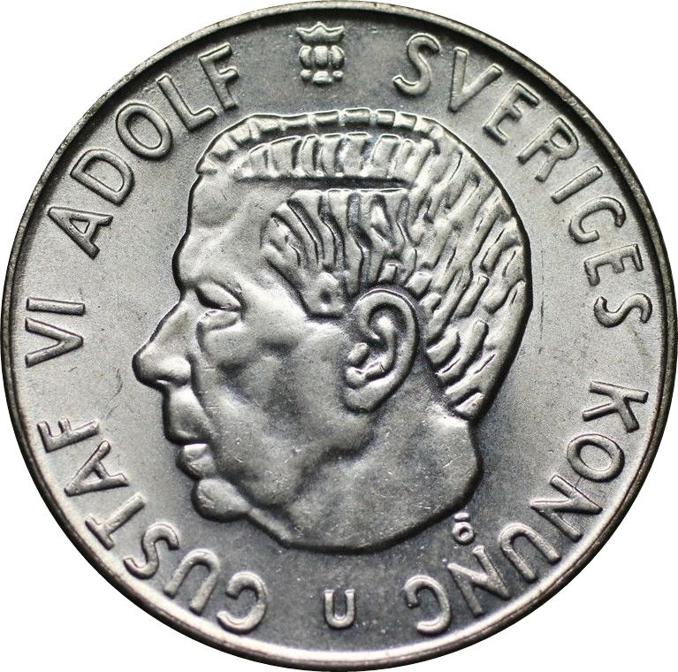 Swedish 1 Krona Coin | Gustaf VI Adolf | Sweden | 1952 - 1968