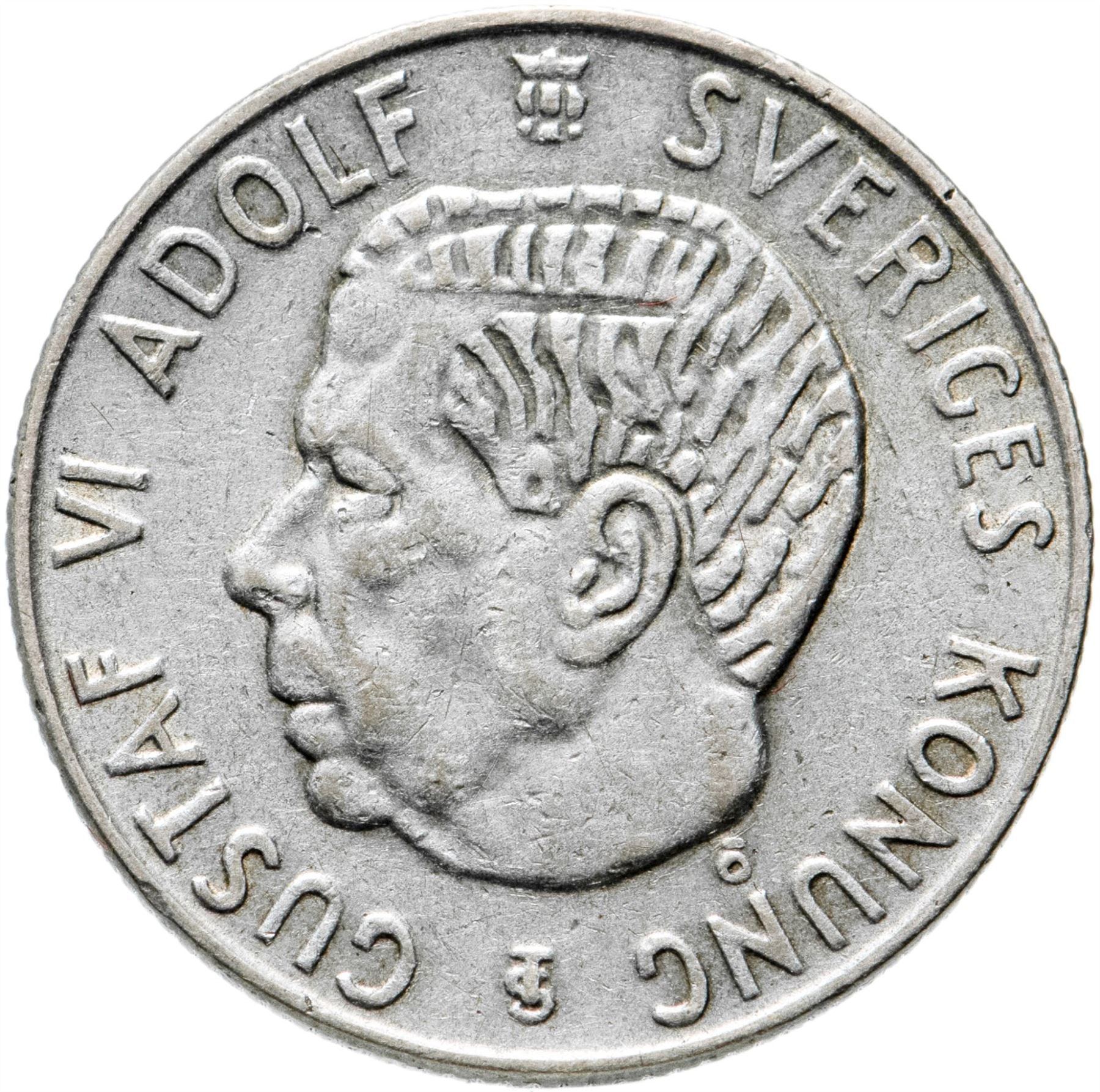 Swedish 1 Krona Coin | Gustaf VI Adolf | Sweden | 1952 - 1968