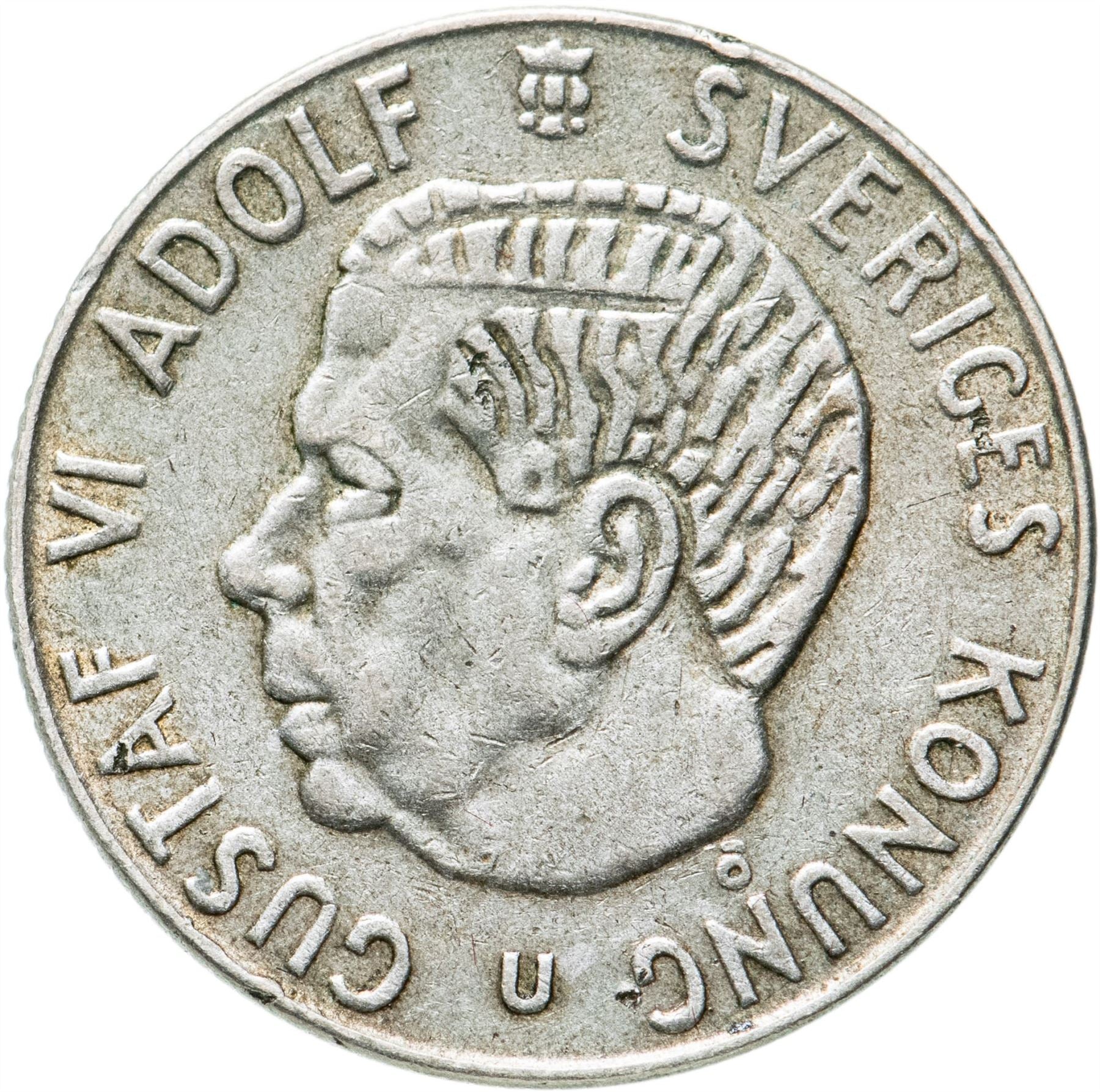 Swedish 1 Krona Coin | Gustaf VI Adolf | Sweden | 1952 - 1968