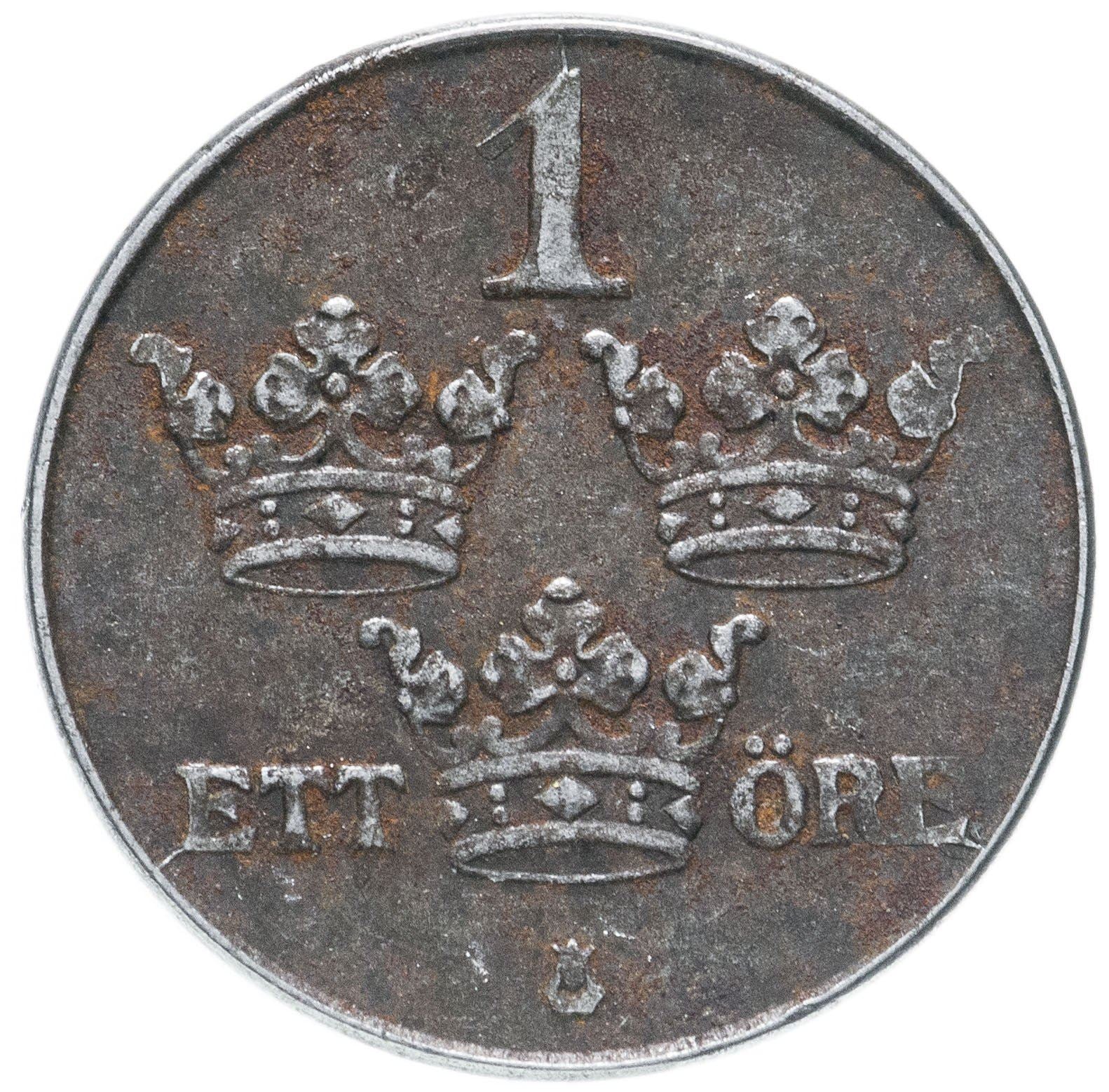 Swedish 1 Ore Coin | King Gustaf V | Sweden | 1910 - 1950