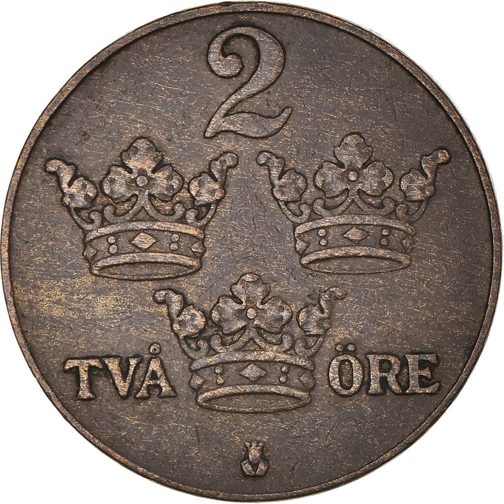 Swedish 2 Ore Coin | King Gustaf V | Sweden | 1909 - 1950