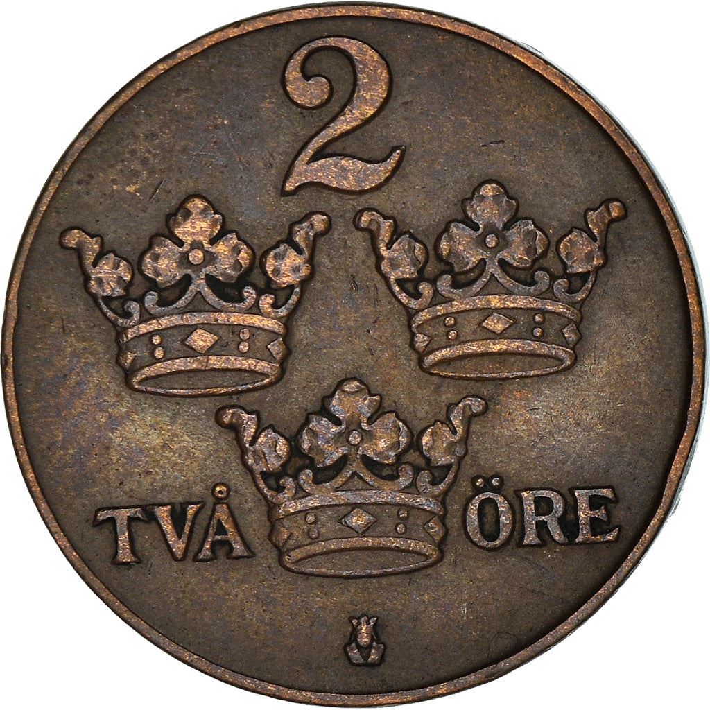 Swedish 2 Ore Coin | King Gustaf V | Sweden | 1909 - 1950