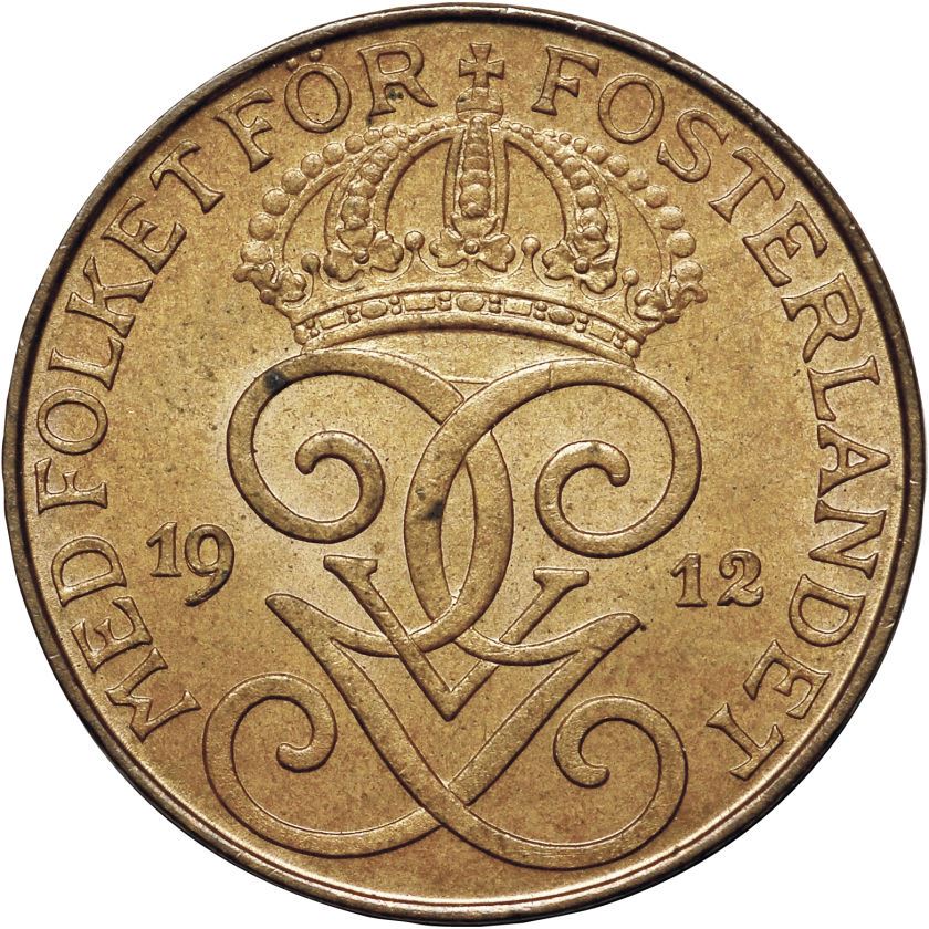 Swedish 2 Ore Coin | King Gustaf V | Sweden | 1909 - 1950