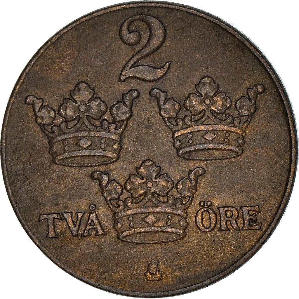 Swedish 2 Ore Coin | King Gustaf V | Sweden | 1909 - 1950