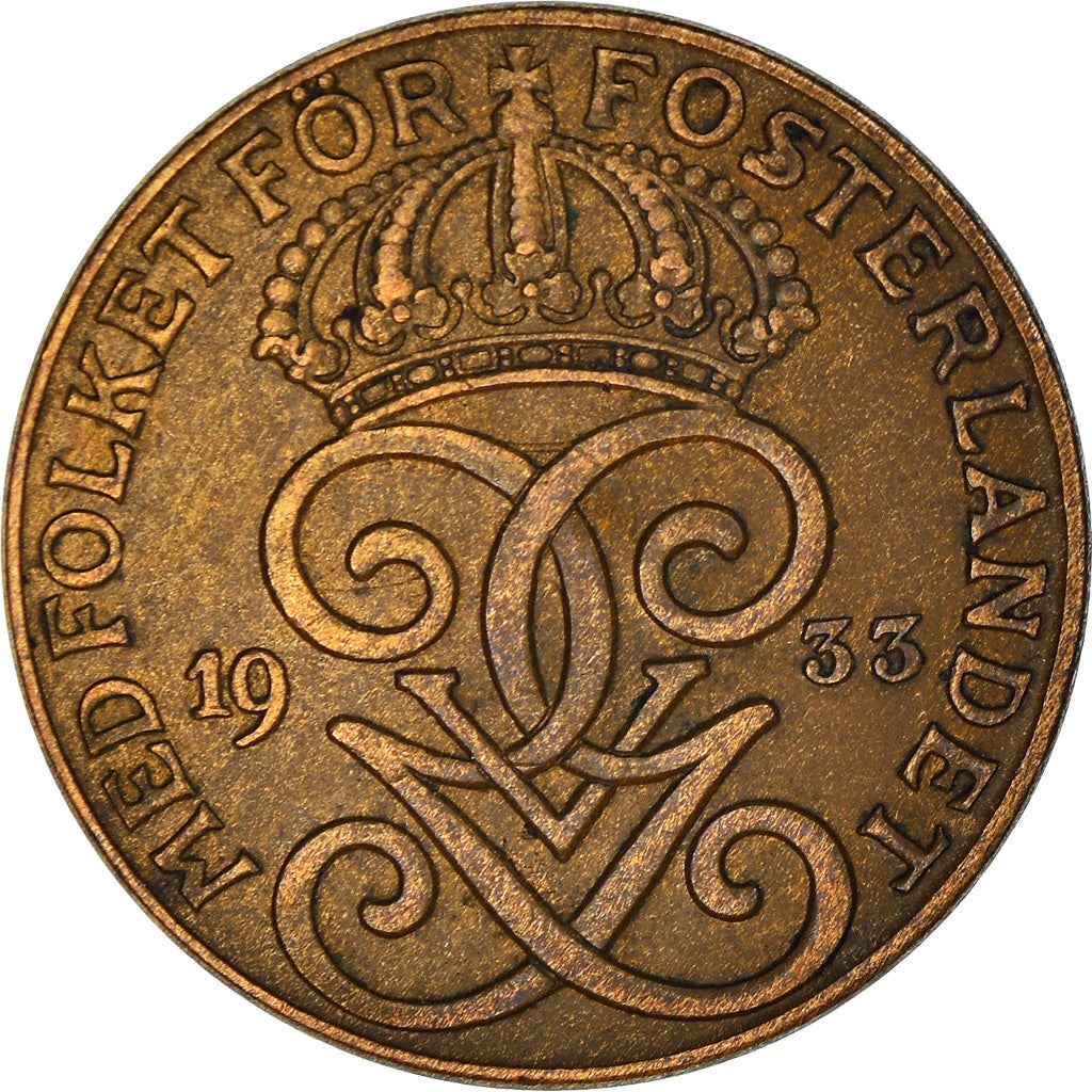 Swedish 2 Ore Coin | King Gustaf V | Sweden | 1909 - 1950