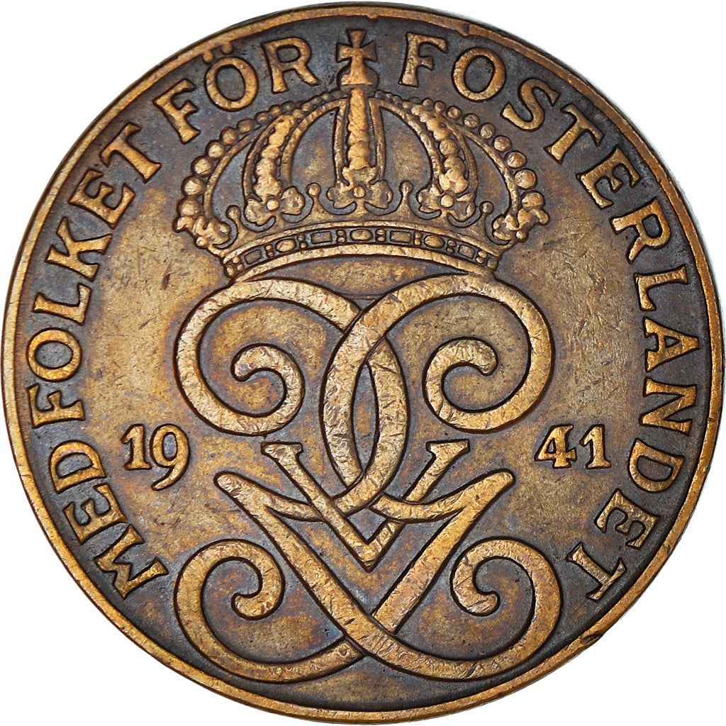 Swedish 2 Ore Coin | King Gustaf V | Sweden | 1909 - 1950