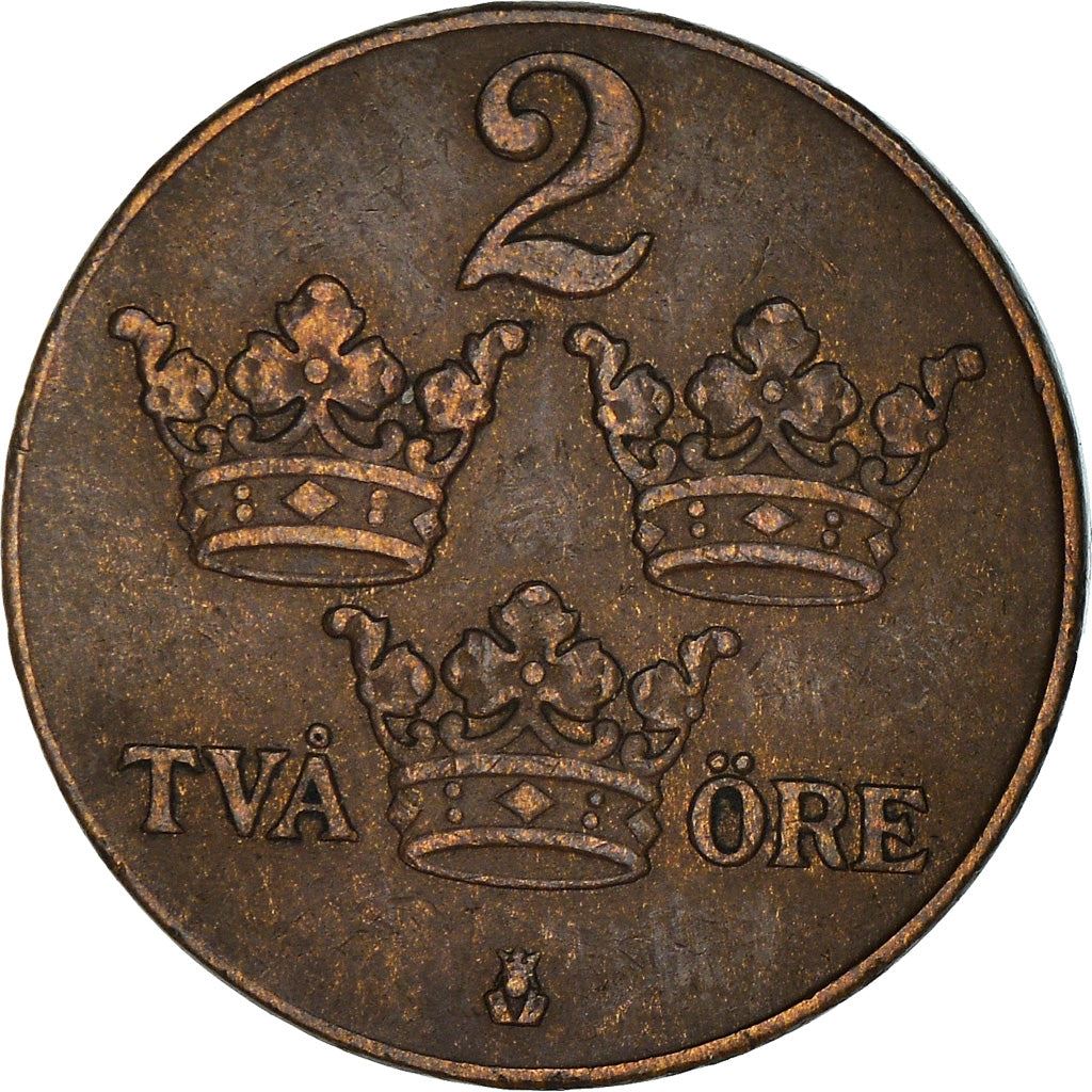 Swedish 2 Ore Coin | King Gustaf V | Sweden | 1909 - 1950