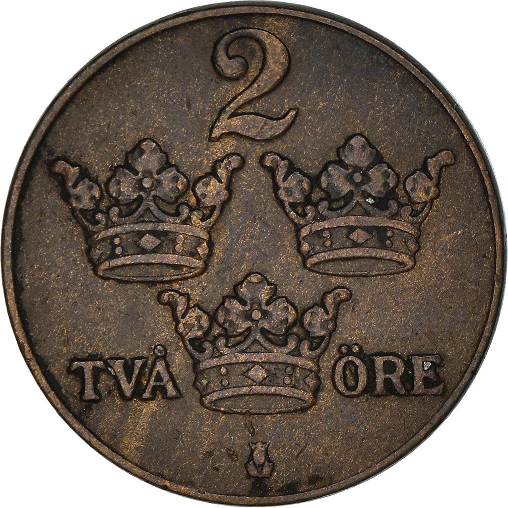 Swedish 2 Ore Coin | King Gustaf V | Sweden | 1909 - 1950