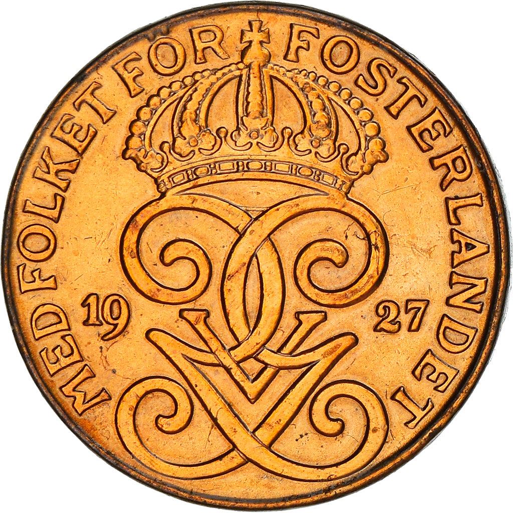 Swedish 2 Ore Coin | King Gustaf V | Sweden | 1909 - 1950