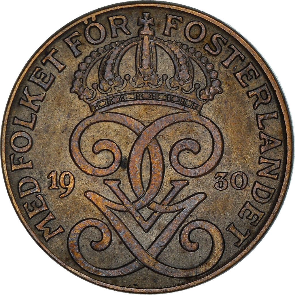 Swedish 2 Ore Coin | King Gustaf V | Sweden | 1909 - 1950