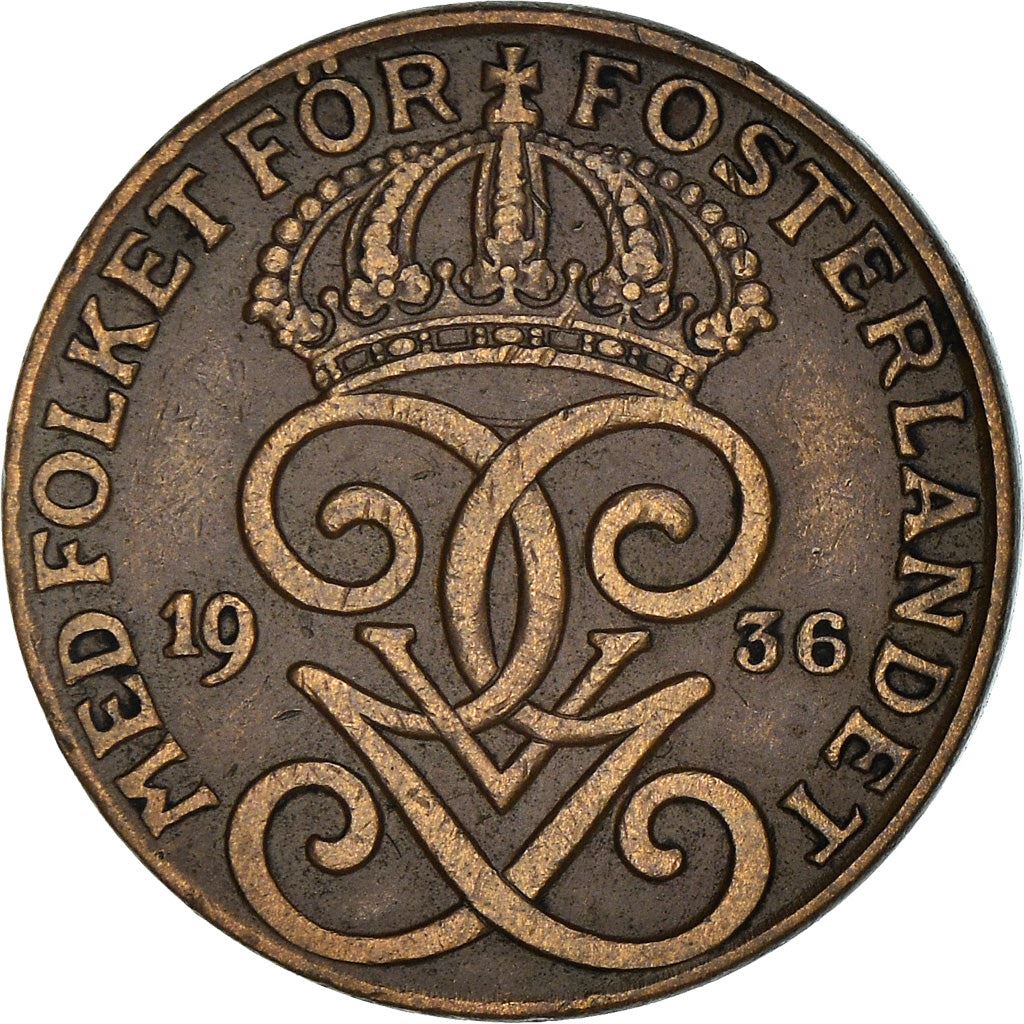 Swedish 2 Ore Coin | King Gustaf V | Sweden | 1909 - 1950