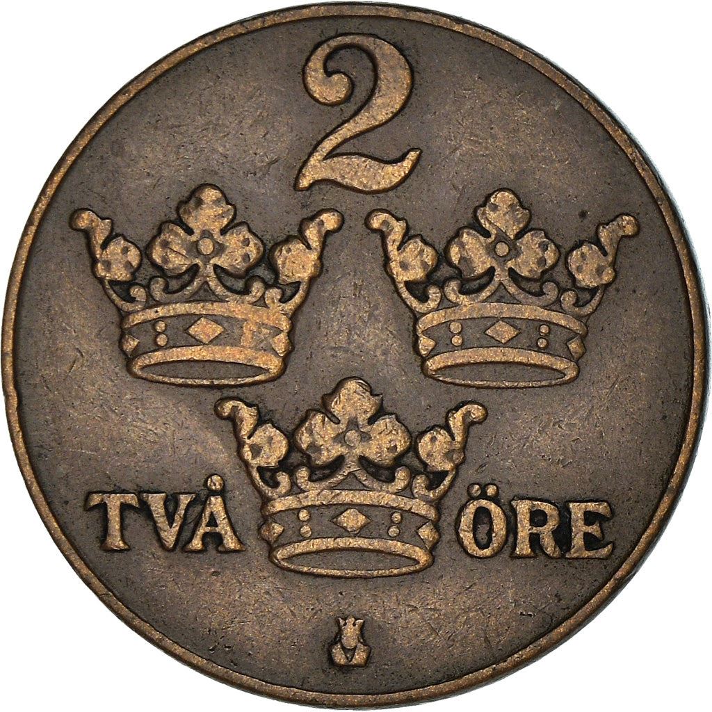 Swedish 2 Ore Coin | King Gustaf V | Sweden | 1909 - 1950