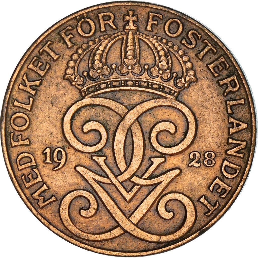 Swedish 2 Ore Coin | King Gustaf V | Sweden | 1909 - 1950