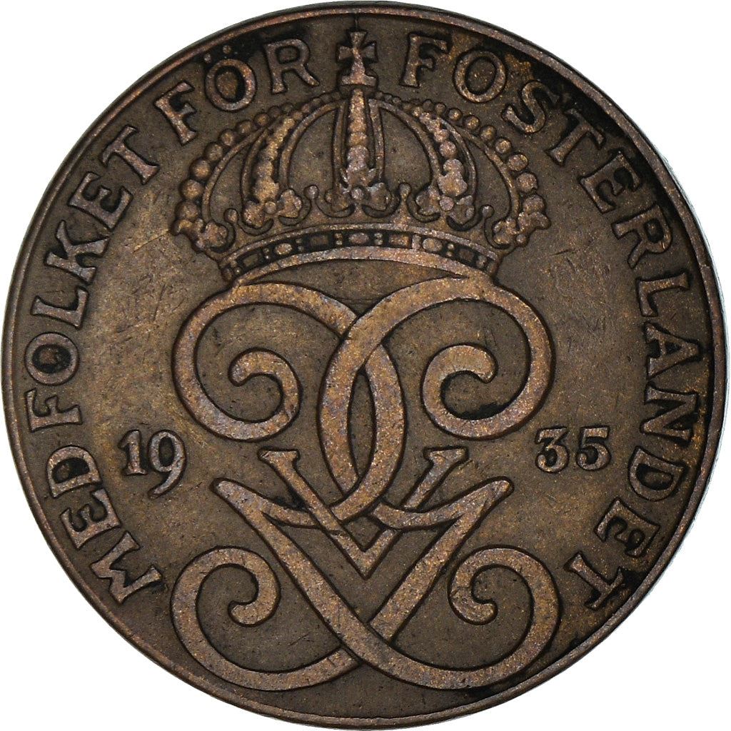 Swedish 2 Ore Coin | King Gustaf V | Sweden | 1909 - 1950