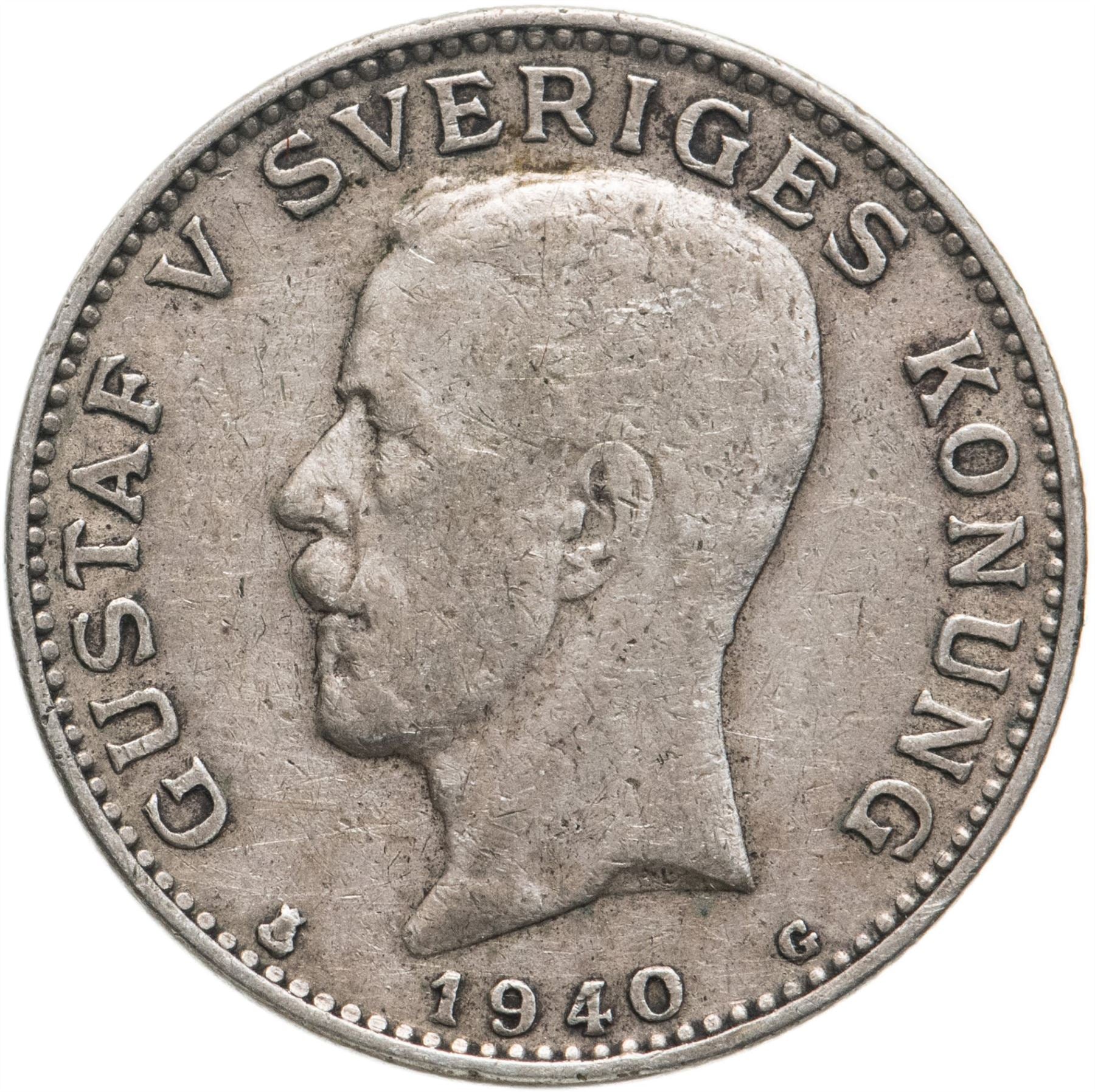 Swedish Coin 1 Krona | King Gustaf V | Sweden | 1910 - 1942