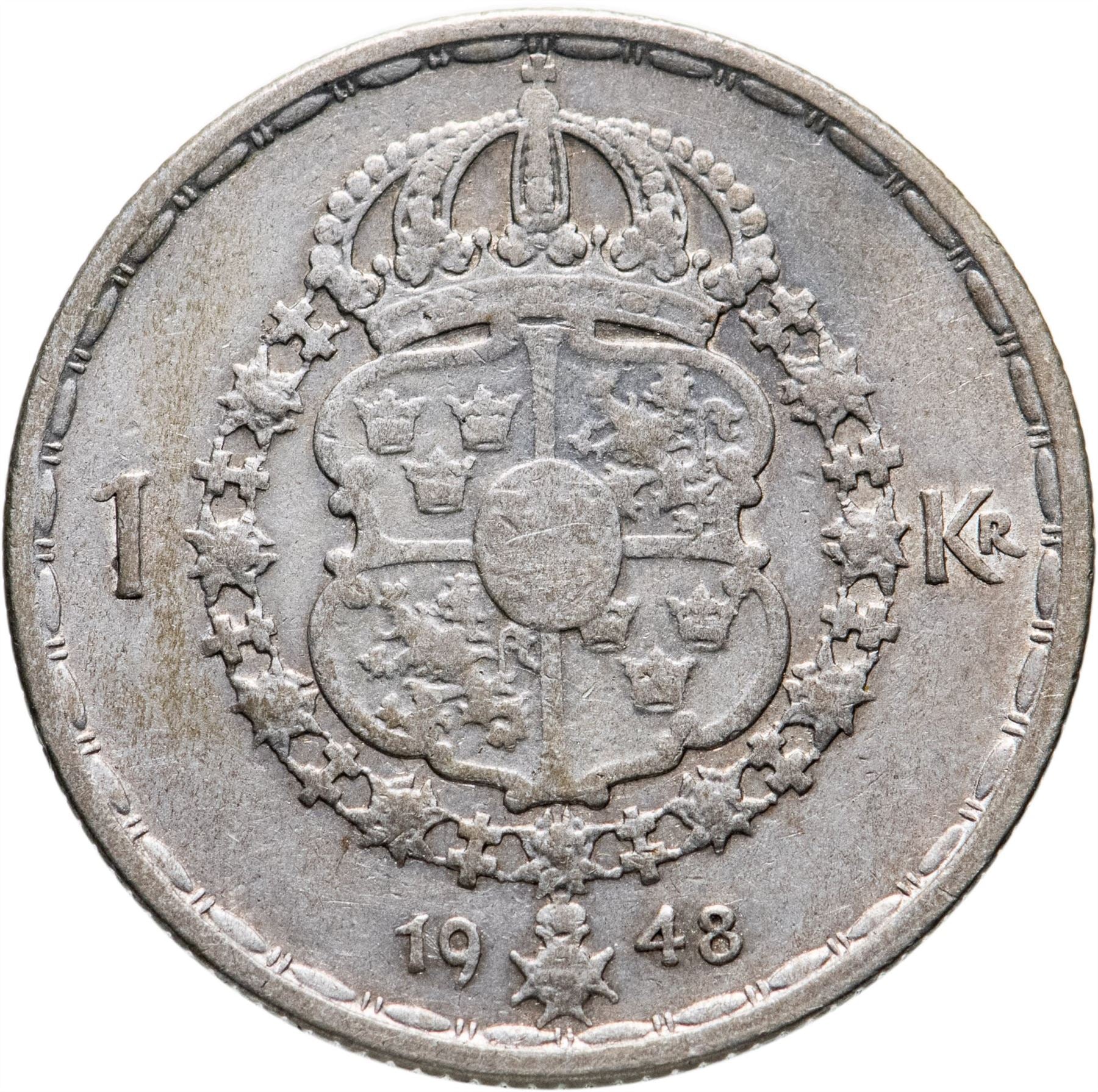 Swedish Coin 1 Krona | King Gustaf V | Sweden | 1942 - 1950