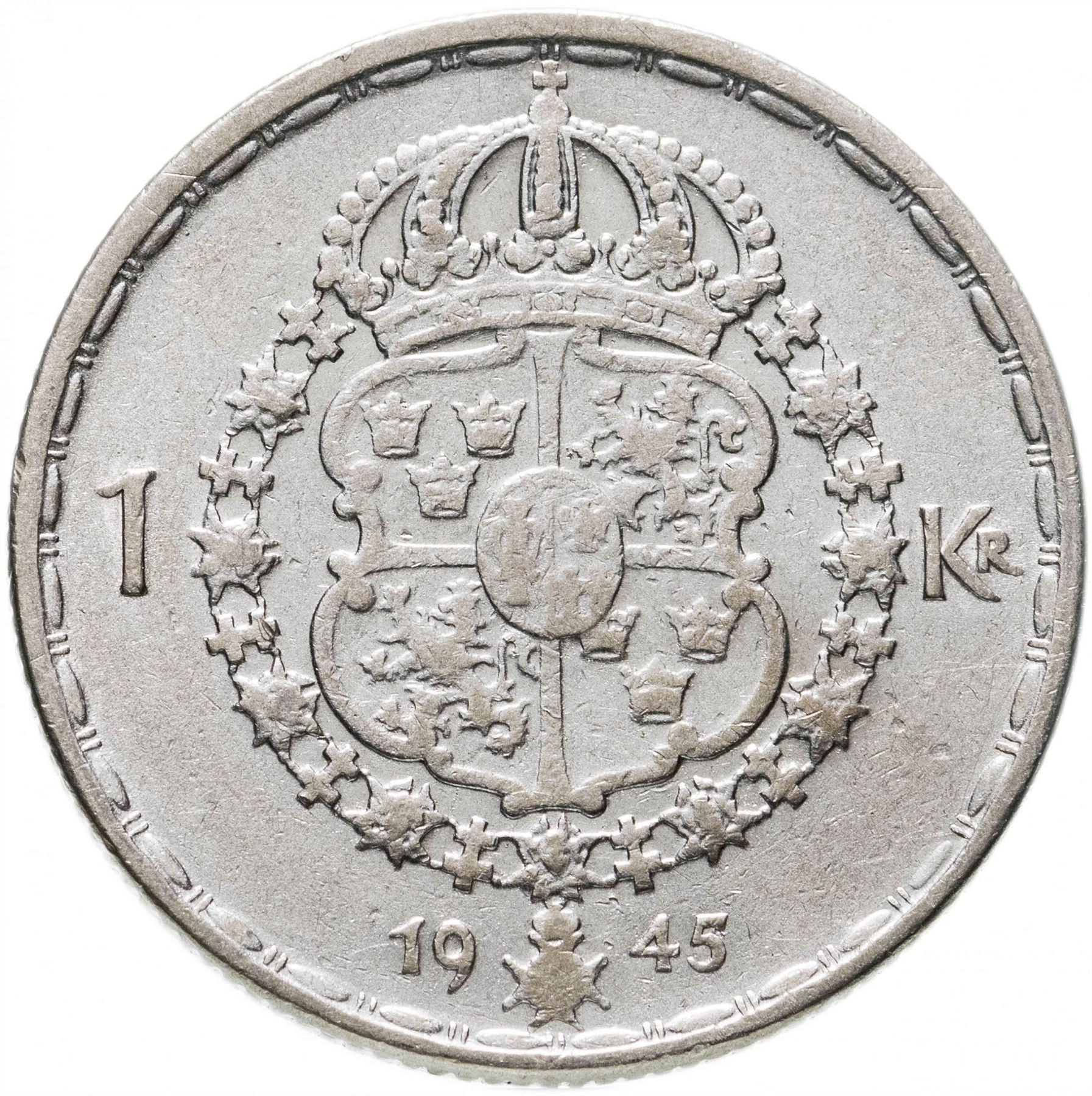 Swedish Coin 1 Krona | King Gustaf V | Sweden | 1942 - 1950