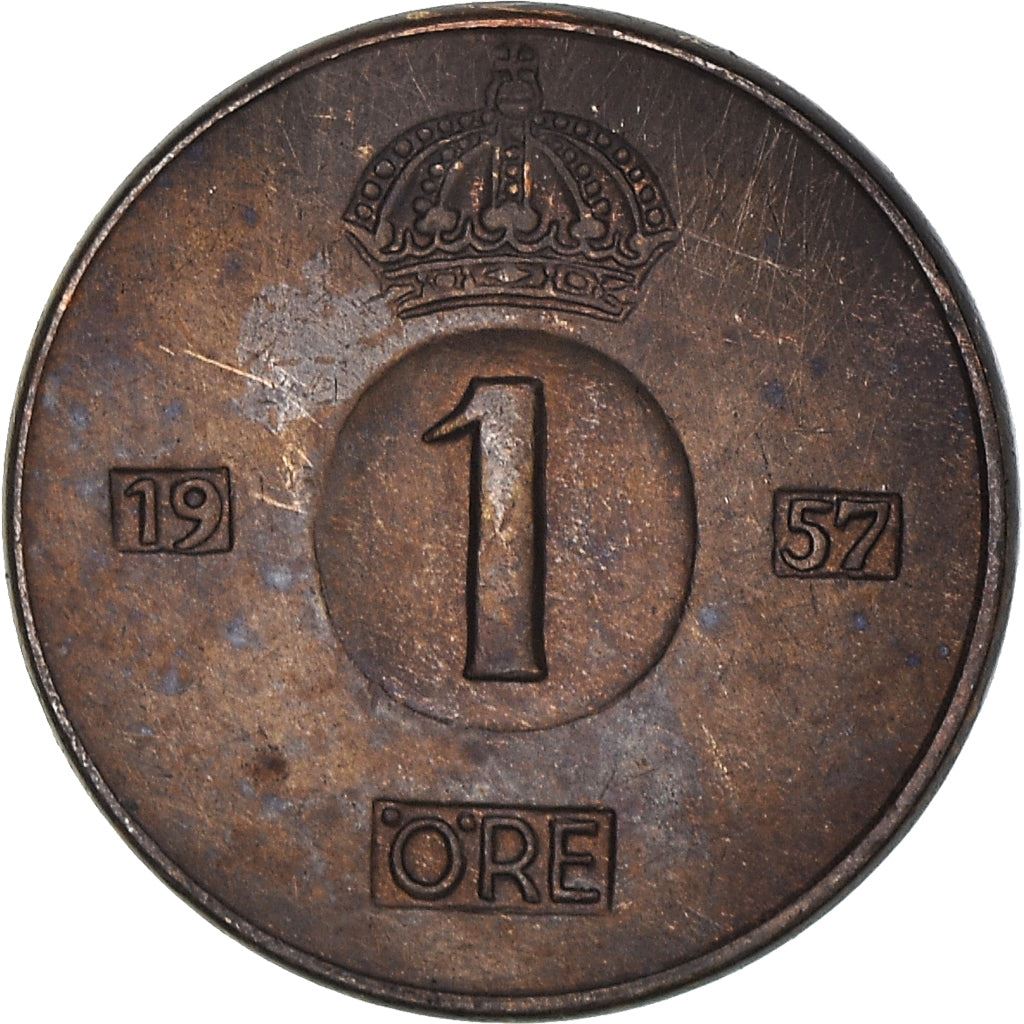 Swedish Coin 1 Öre | Gustaf VI Adolf | Crown | Sweden | 1952 - 1971