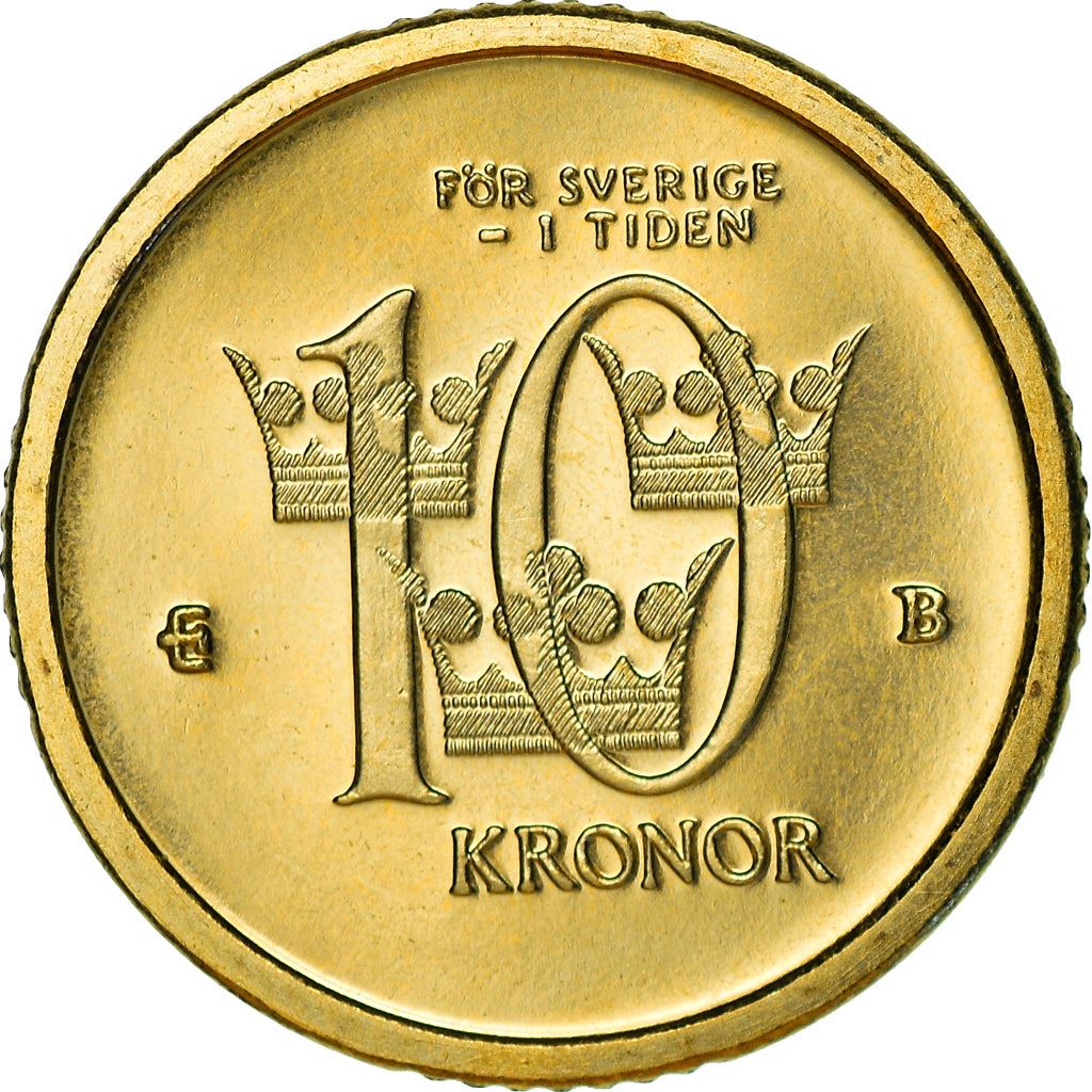 Swedish Coin 10 Kronor | King Carl XVI Gustaf | Crown | Sweden | 2001 - 2009