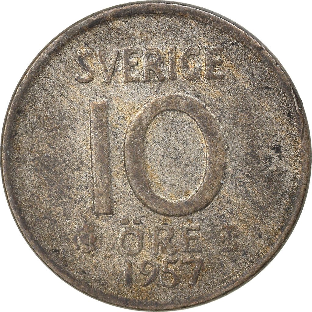 Swedish Coin 10 Ore Coin | King Gustaf VI Adolf | Crown | Sweden | 1952 - 1962