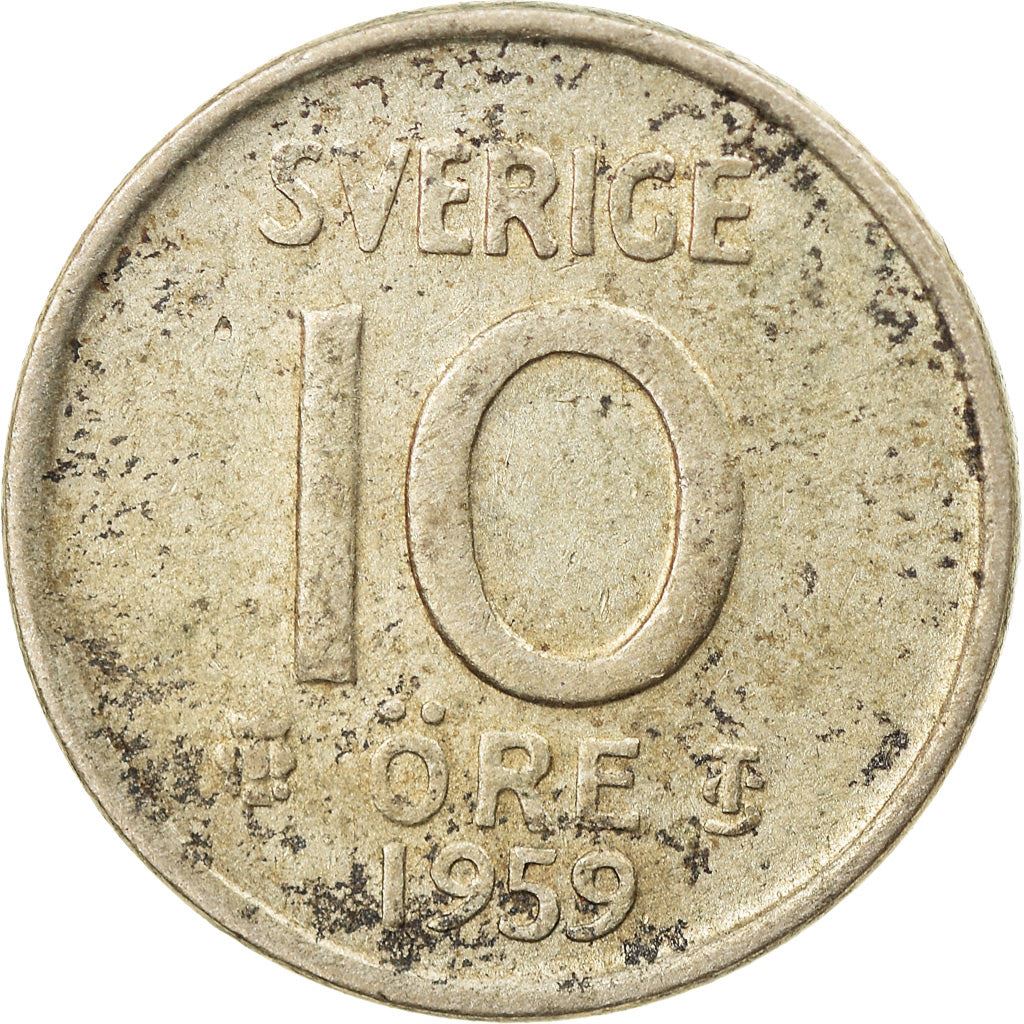 Swedish Coin 10 Ore Coin | King Gustaf VI Adolf | Crown | Sweden | 1952 - 1962