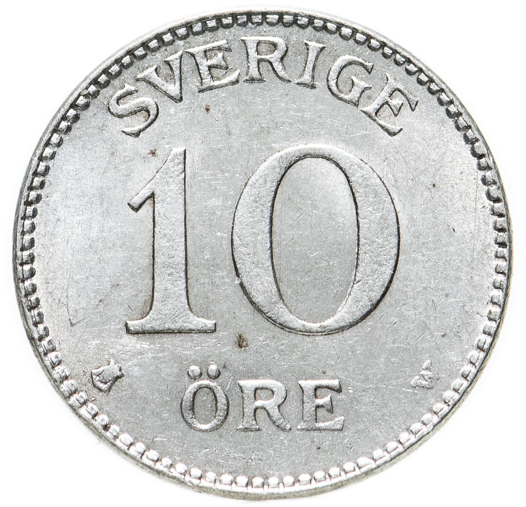 Swedish Coin 10 Öre | King Gustaf V | Crown | Sweden | 1909 - 1942