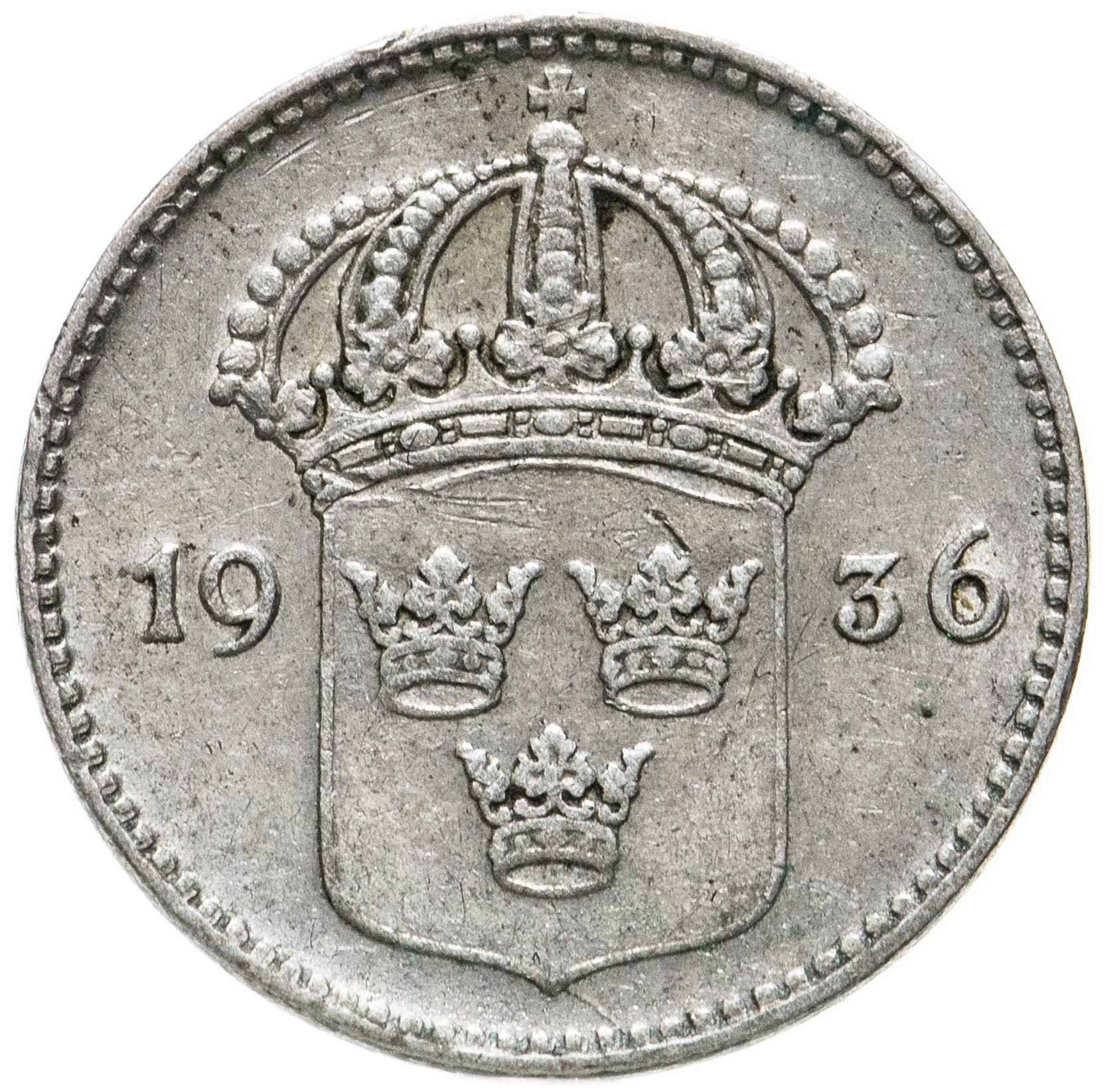 Swedish Coin 10 Öre | King Gustaf V | Crown | Sweden | 1909 - 1942