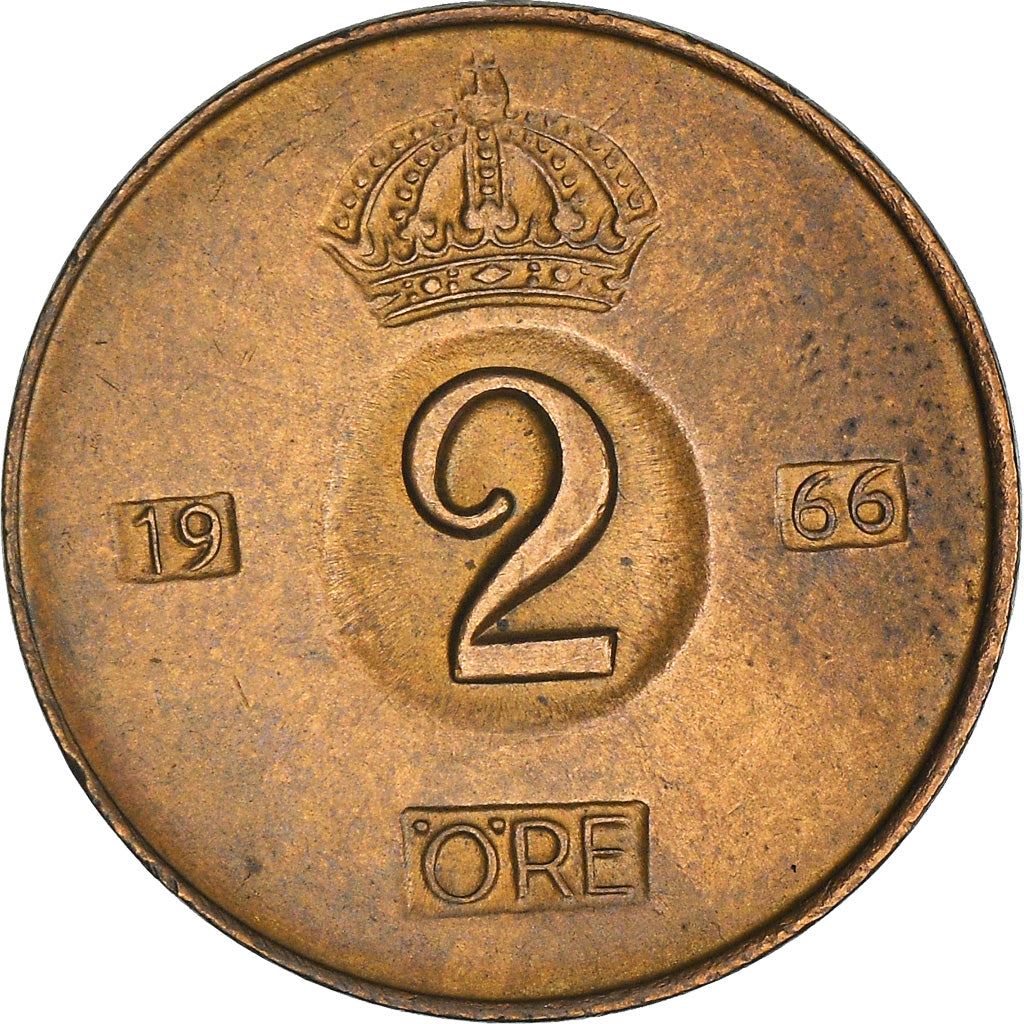 Swedish Coin 2 Öre | Gustaf VI Adolf | Crown | Sweden | 1952 - 1971