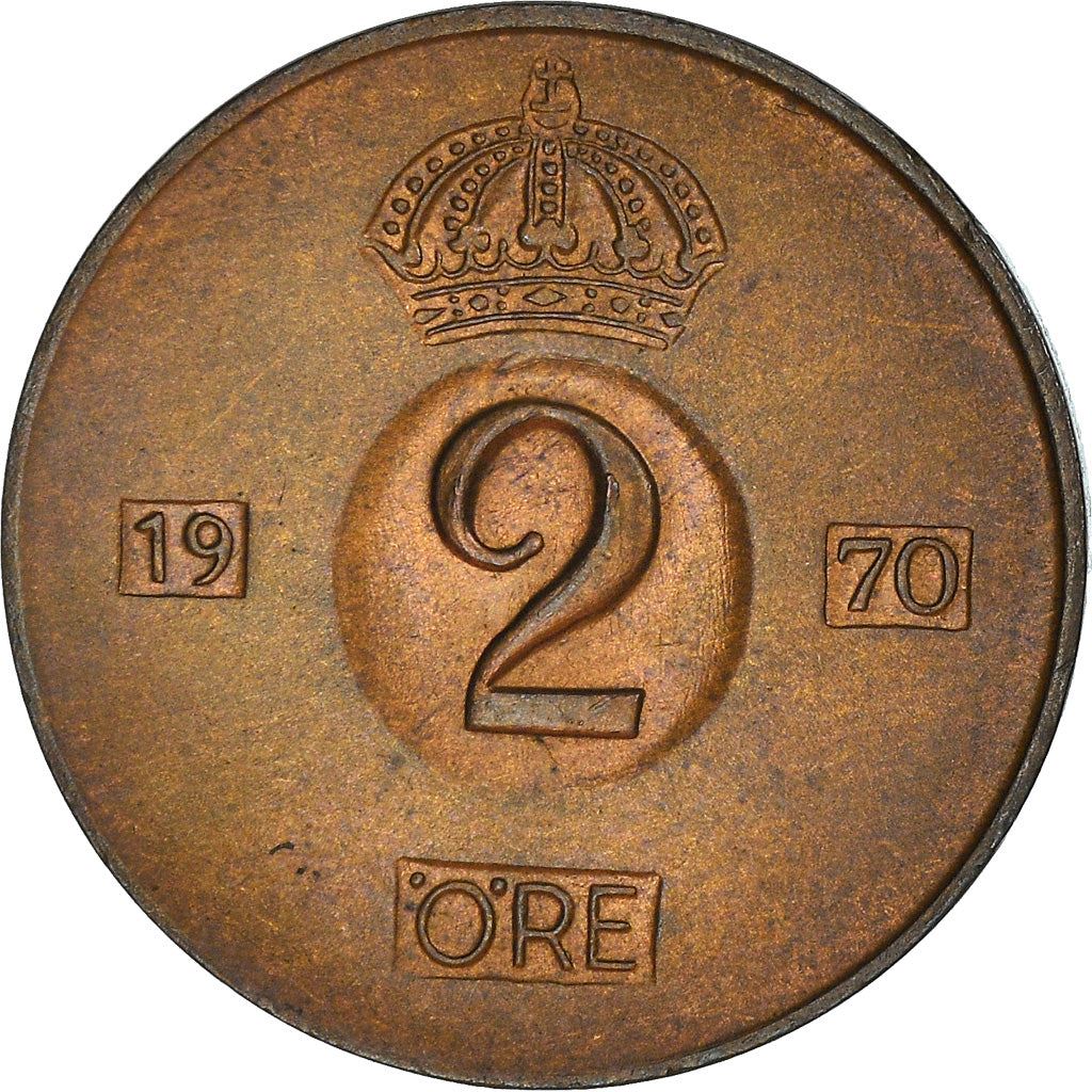 Swedish Coin 2 Öre | Gustaf VI Adolf | Crown | Sweden | 1952 - 1971