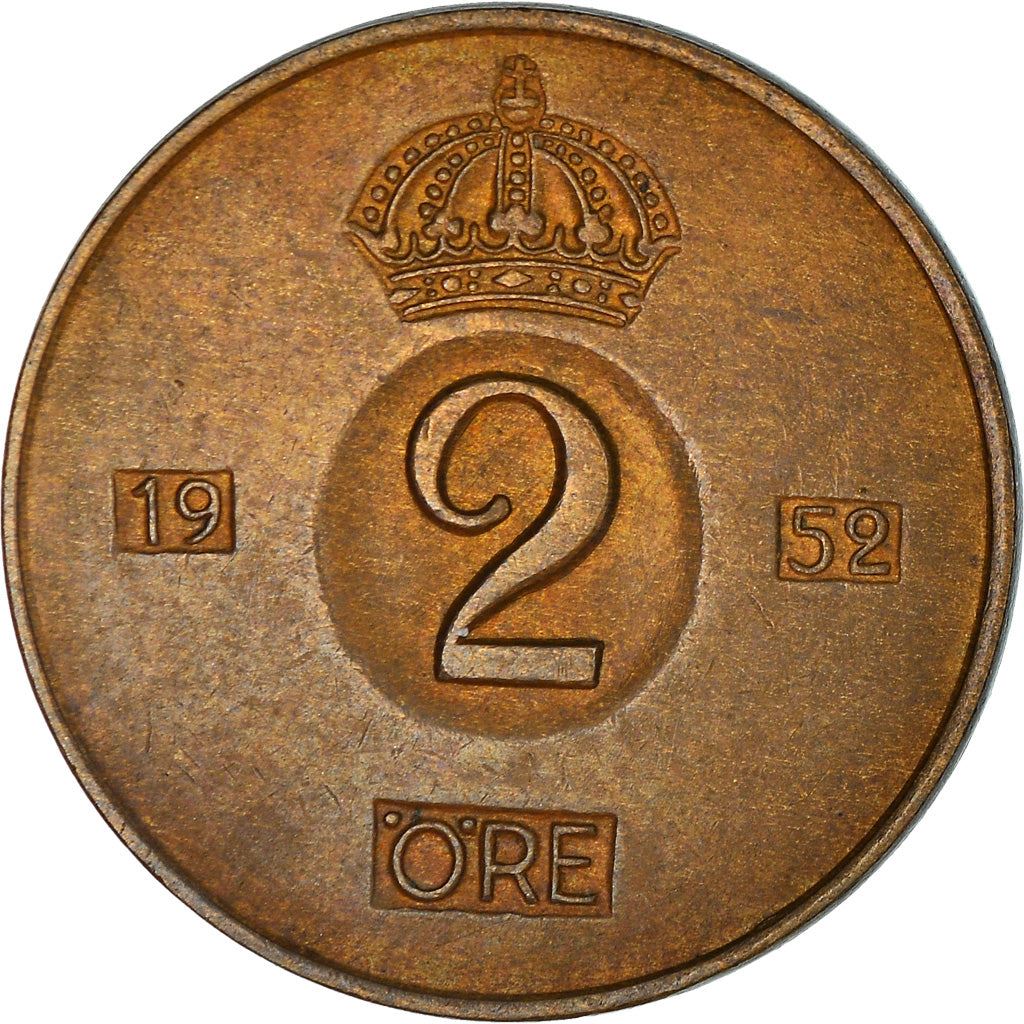 Swedish Coin 2 Öre | Gustaf VI Adolf | Crown | Sweden | 1952 - 1971