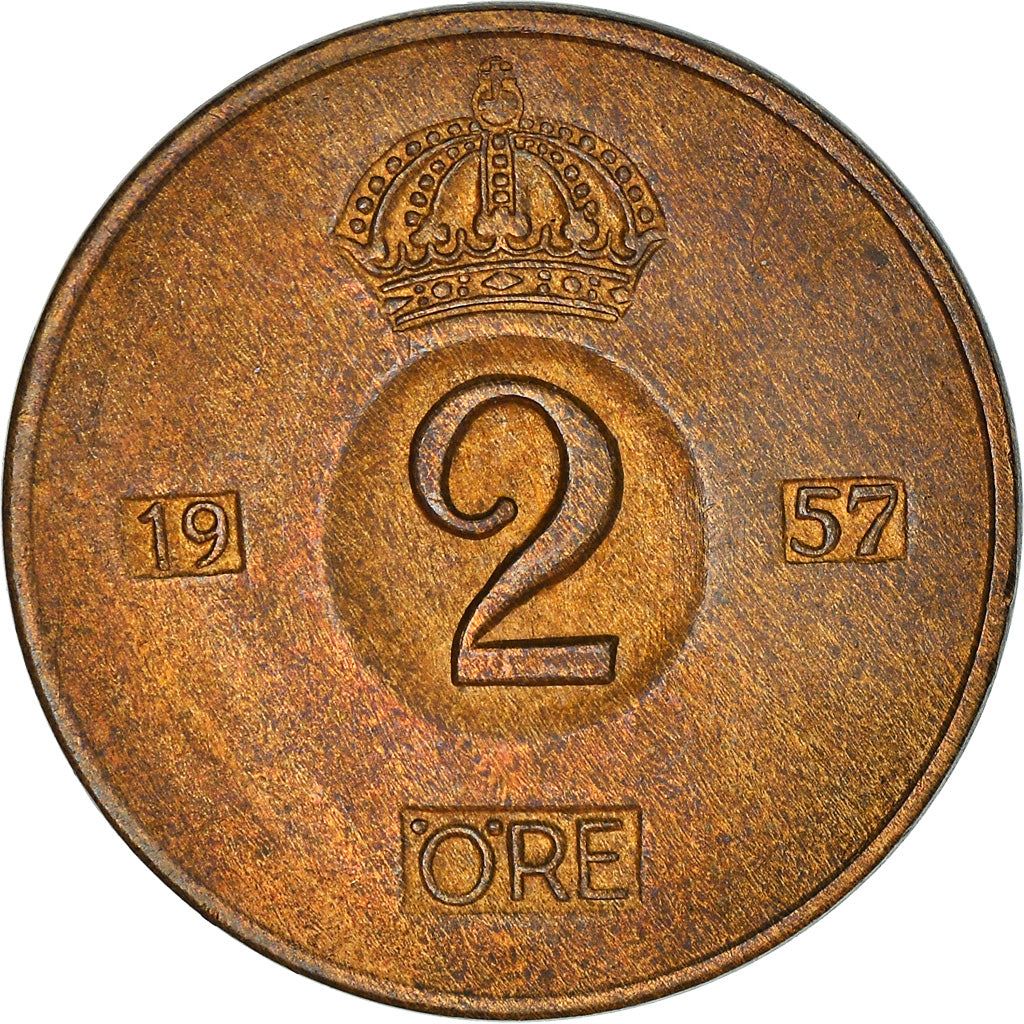 Swedish Coin 2 Öre | Gustaf VI Adolf | Crown | Sweden | 1952 - 1971