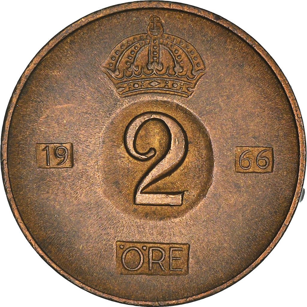 Swedish Coin 2 Öre | Gustaf VI Adolf | Crown | Sweden | 1952 - 1971