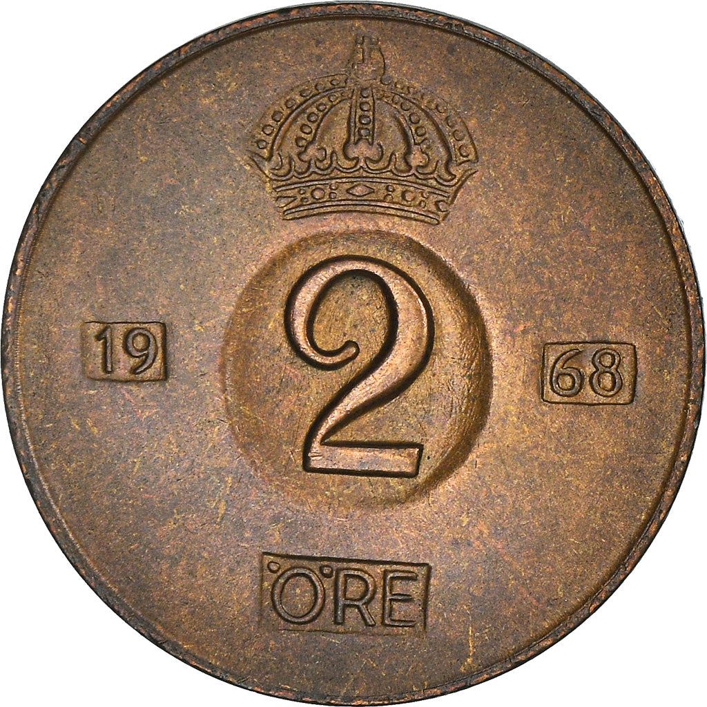 Swedish Coin 2 Öre | Gustaf VI Adolf | Crown | Sweden | 1952 - 1971