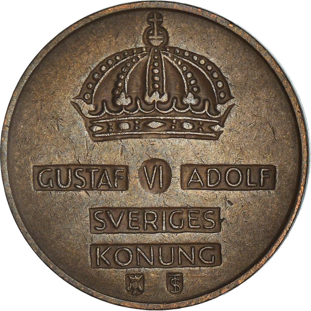 Swedish Coin 2 Öre | Gustaf VI Adolf | Crown | Sweden | 1952 - 1971