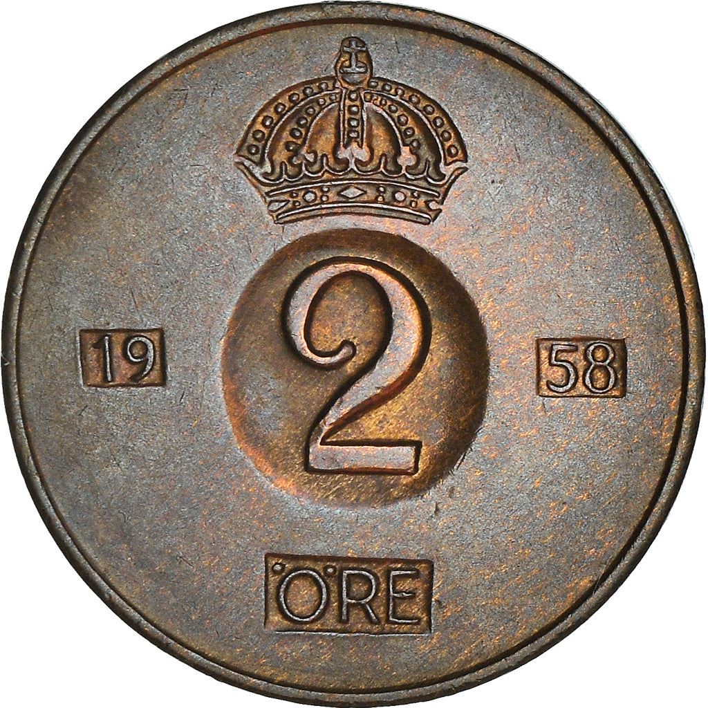 Swedish Coin 2 Öre | Gustaf VI Adolf | Crown | Sweden | 1952 - 1971