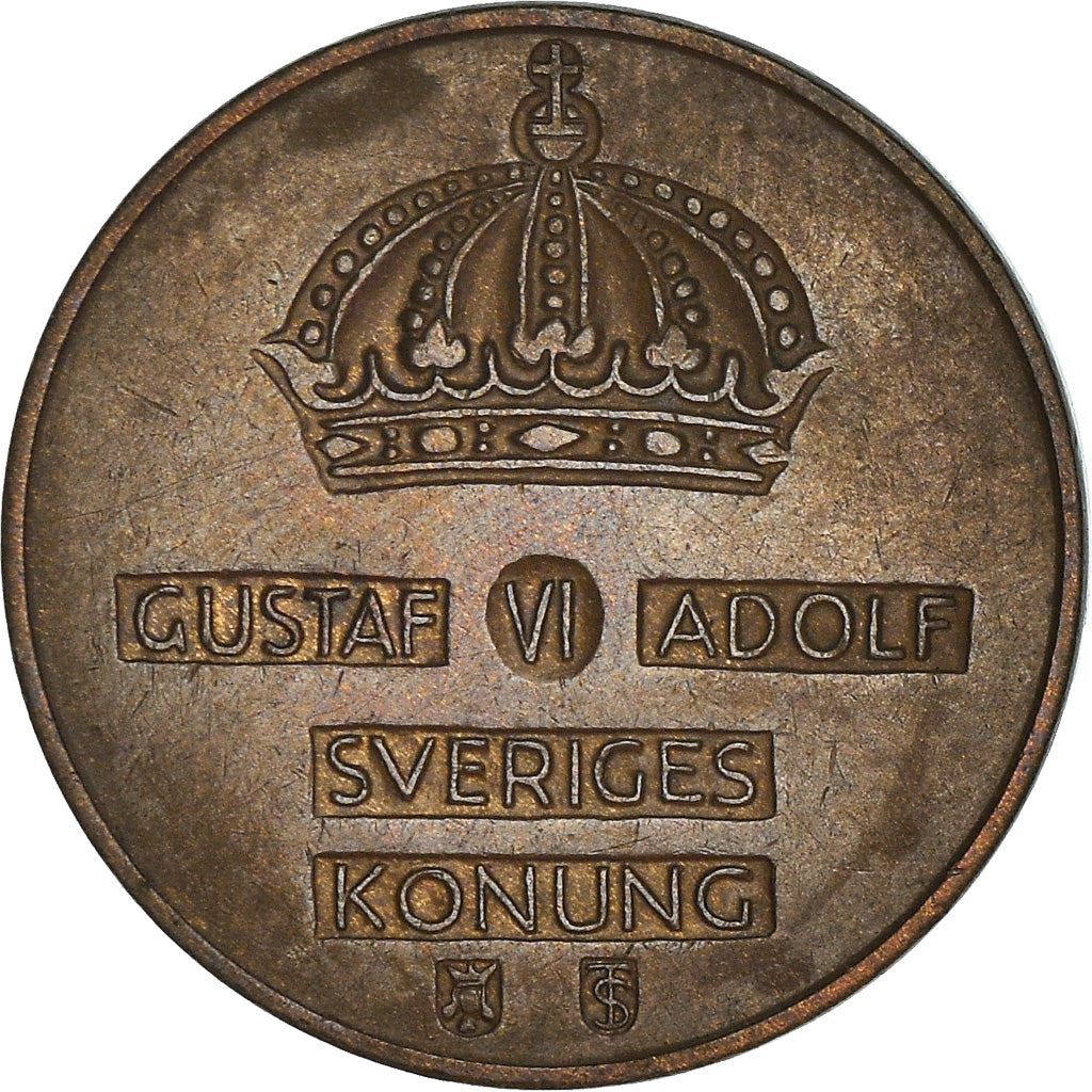 Swedish Coin 2 Öre | Gustaf VI Adolf | Crown | Sweden | 1952 - 1971