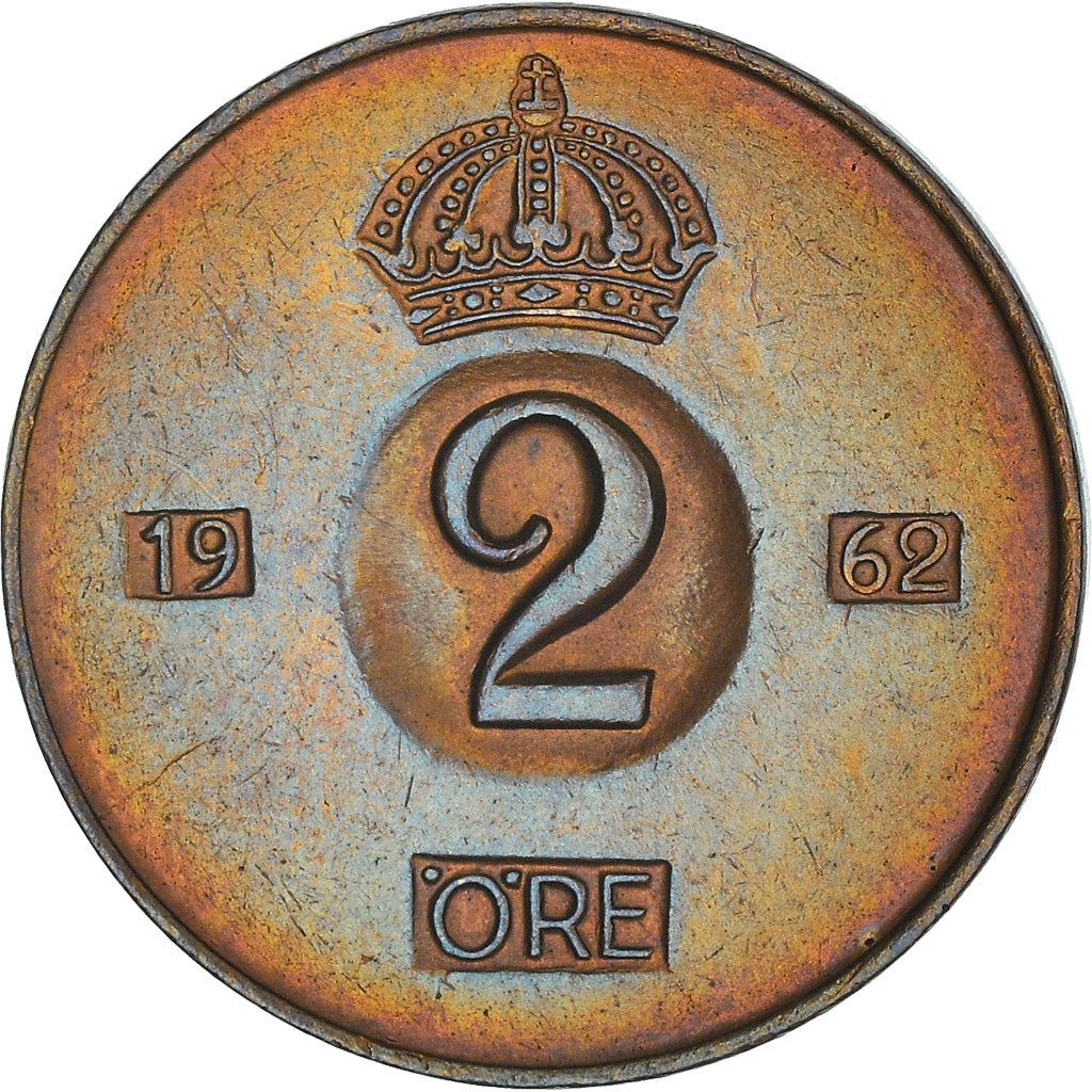 Swedish Coin 2 Öre | Gustaf VI Adolf | Crown | Sweden | 1952 - 1971