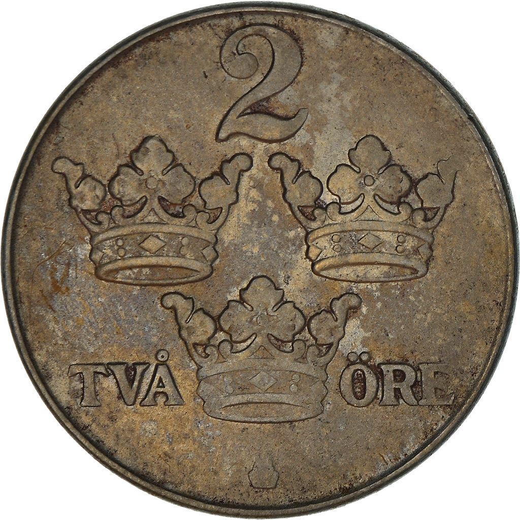 Swedish Coin 2 Öre | King Gustaf V | Sweden | 1942 - 1950