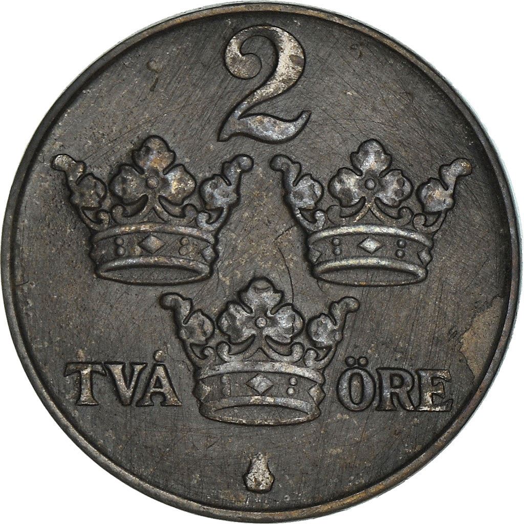 Swedish Coin 2 Öre | King Gustaf V | Sweden | 1942 - 1950