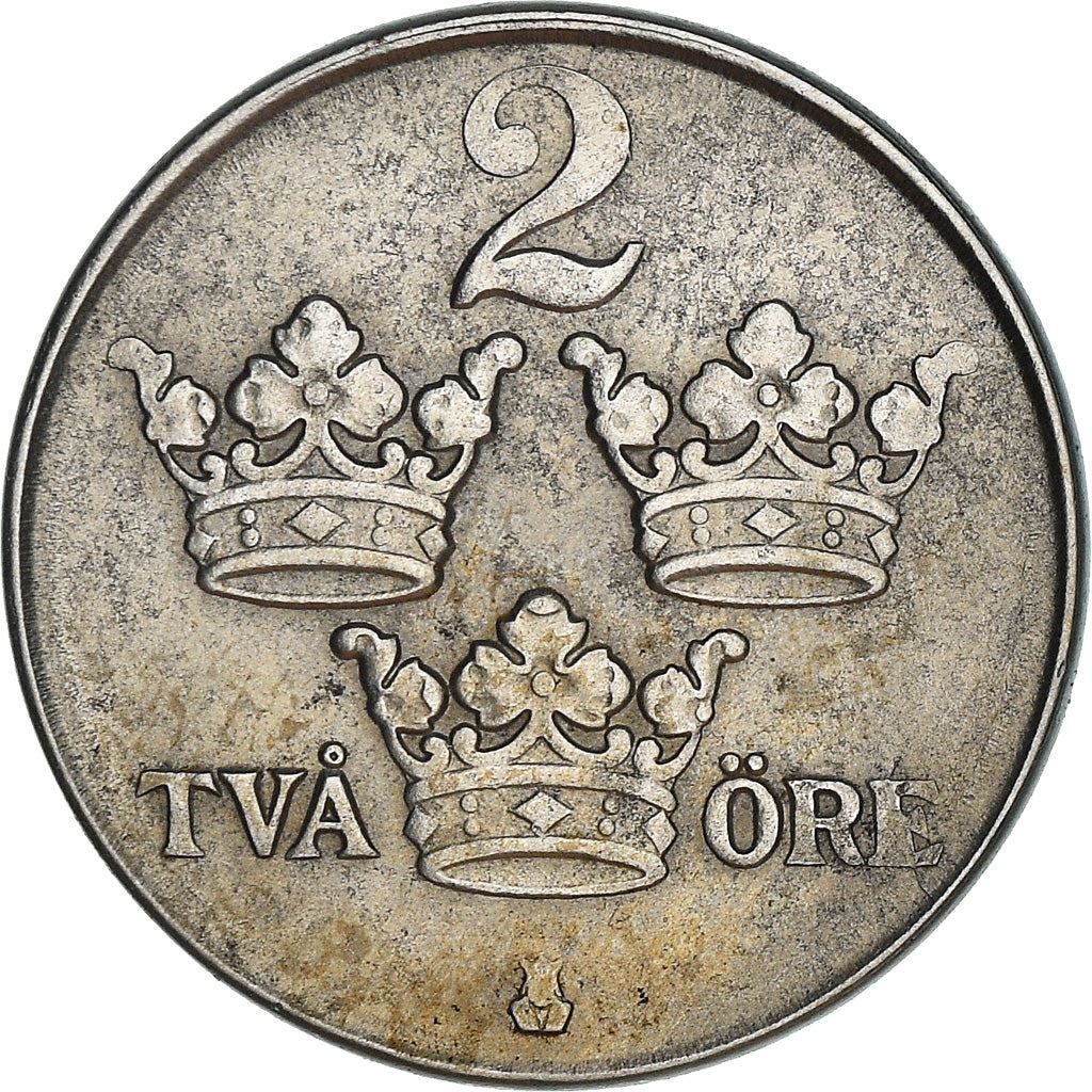 Swedish Coin 2 Öre | King Gustaf V | Sweden | 1942 - 1950